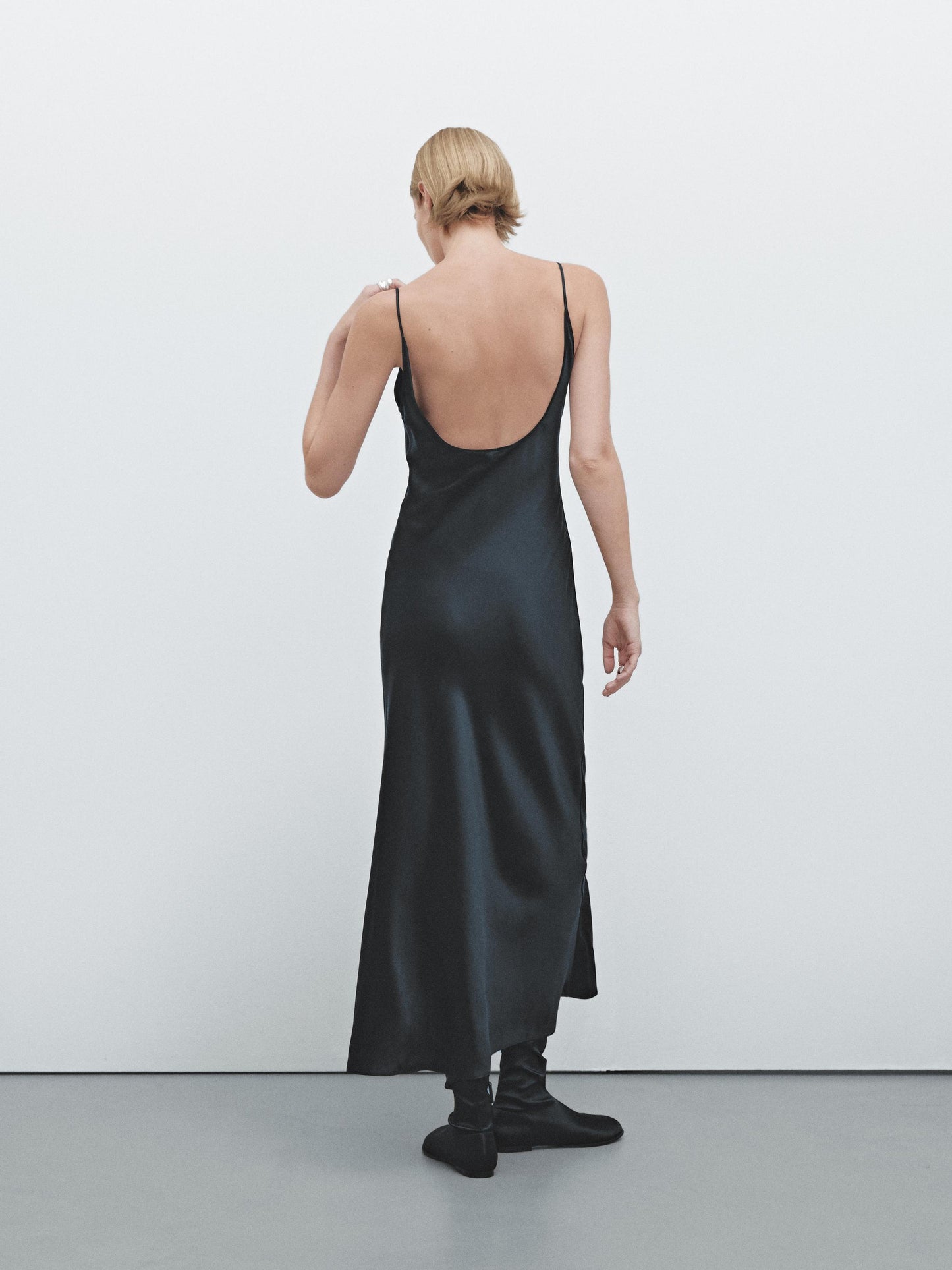 100% silk slip midi dress