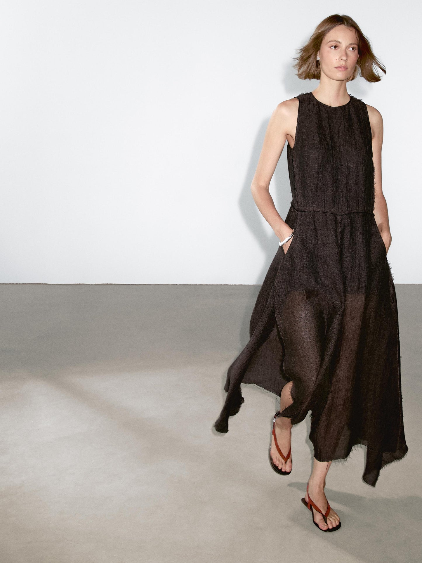 100% linen midi dress