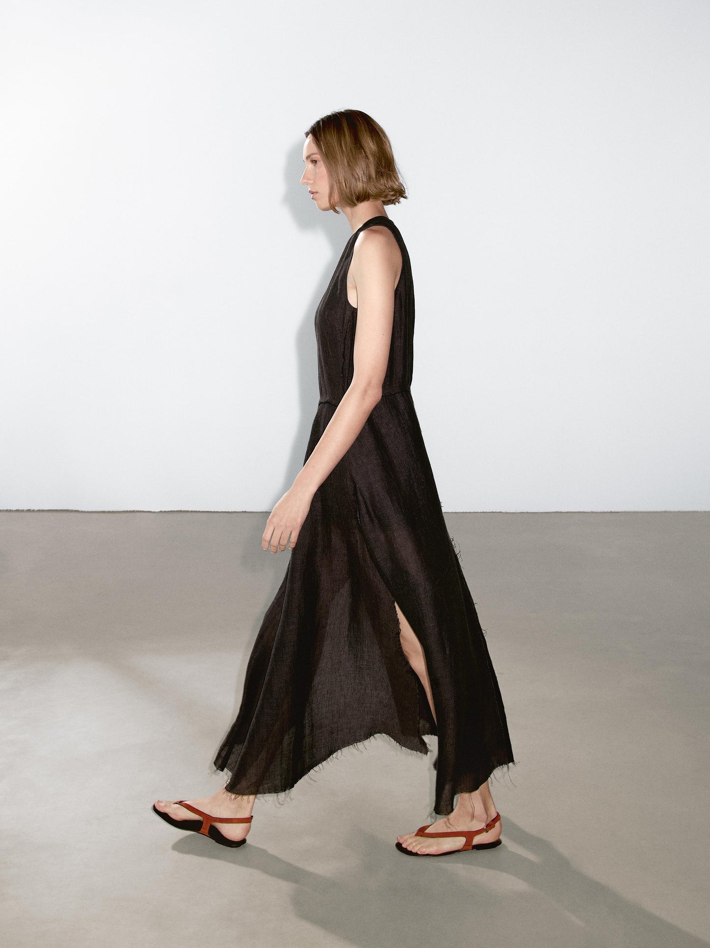100% linen midi dress