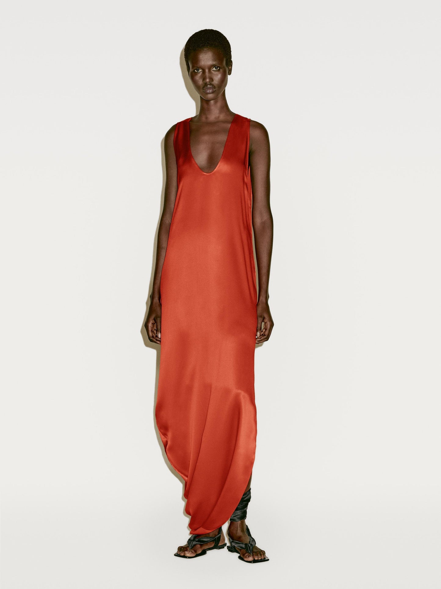 Draped asymmetric silk dress