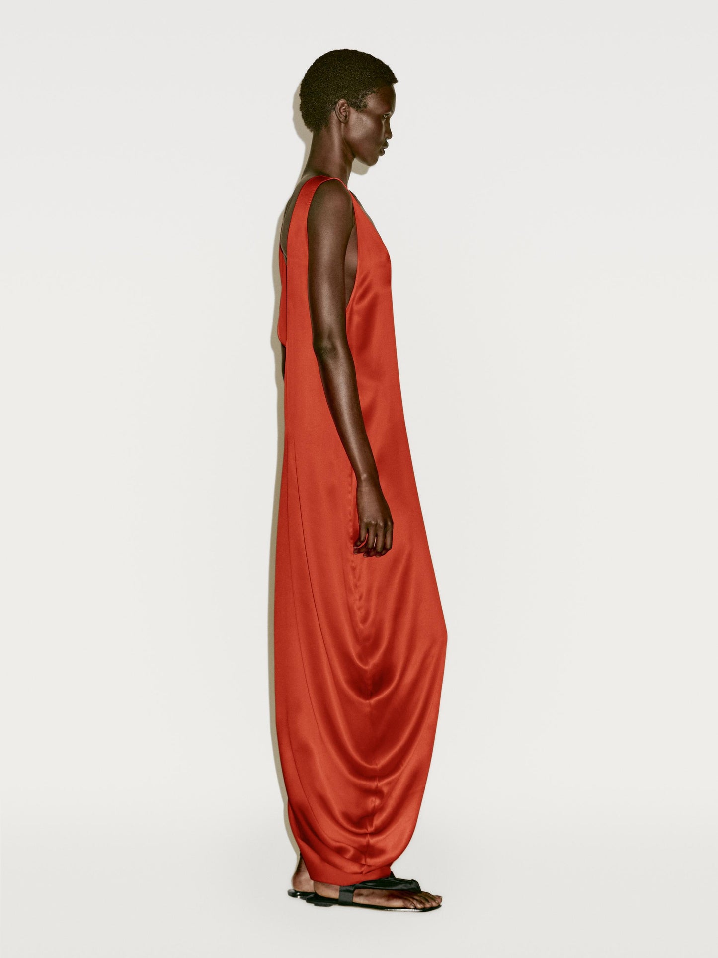 Draped asymmetric silk dress