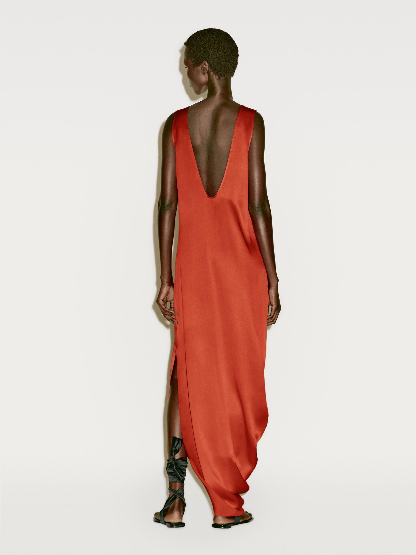Draped asymmetric silk dress