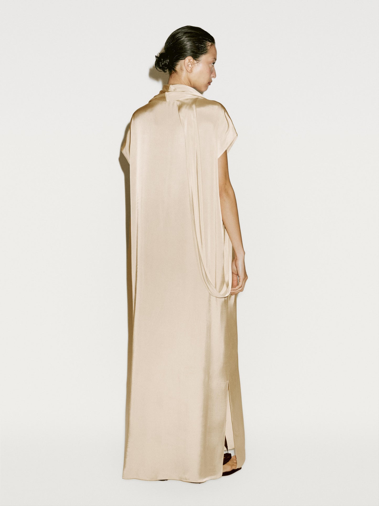 Long flowing dress with scarf detail