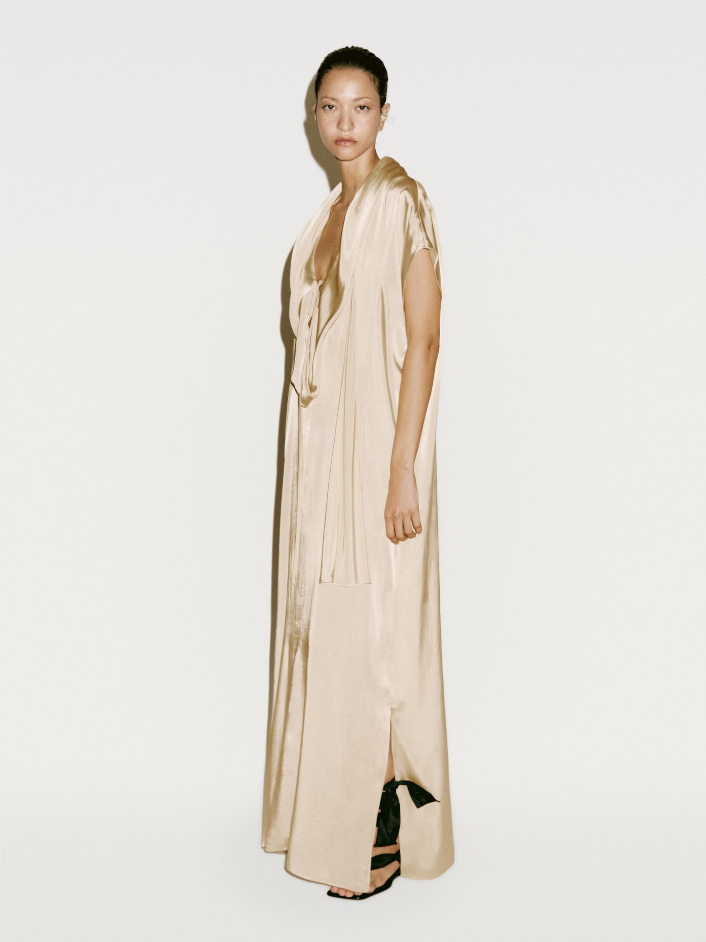 Long flowing dress with scarf detail