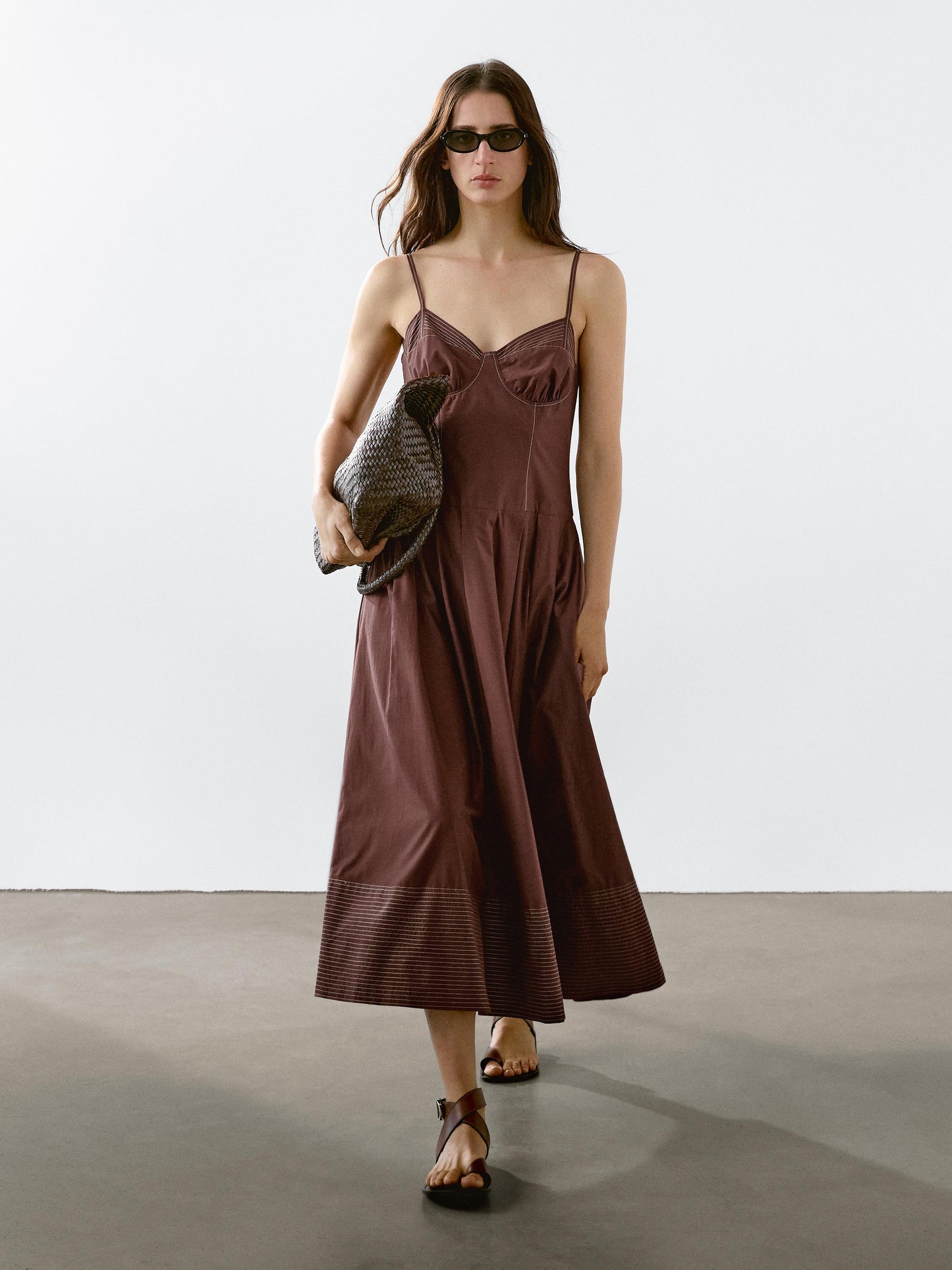 Bodice dress with contrast seams