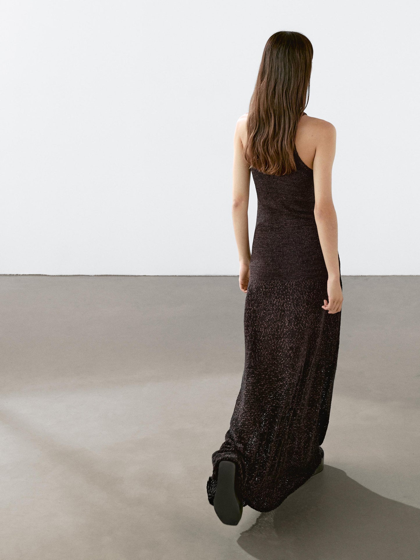 Long knit cotton blend dress
