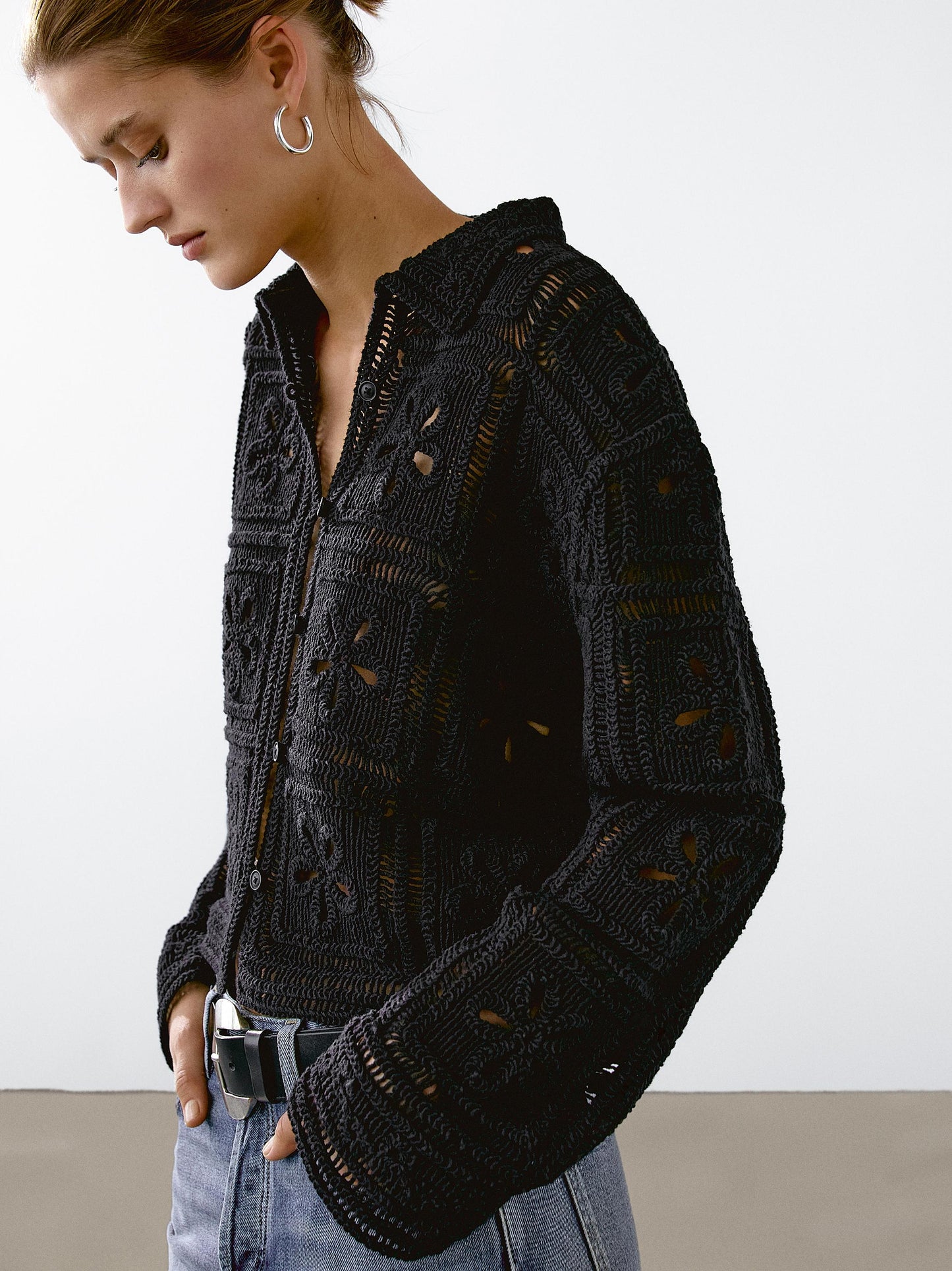 Crochet knit cardigan