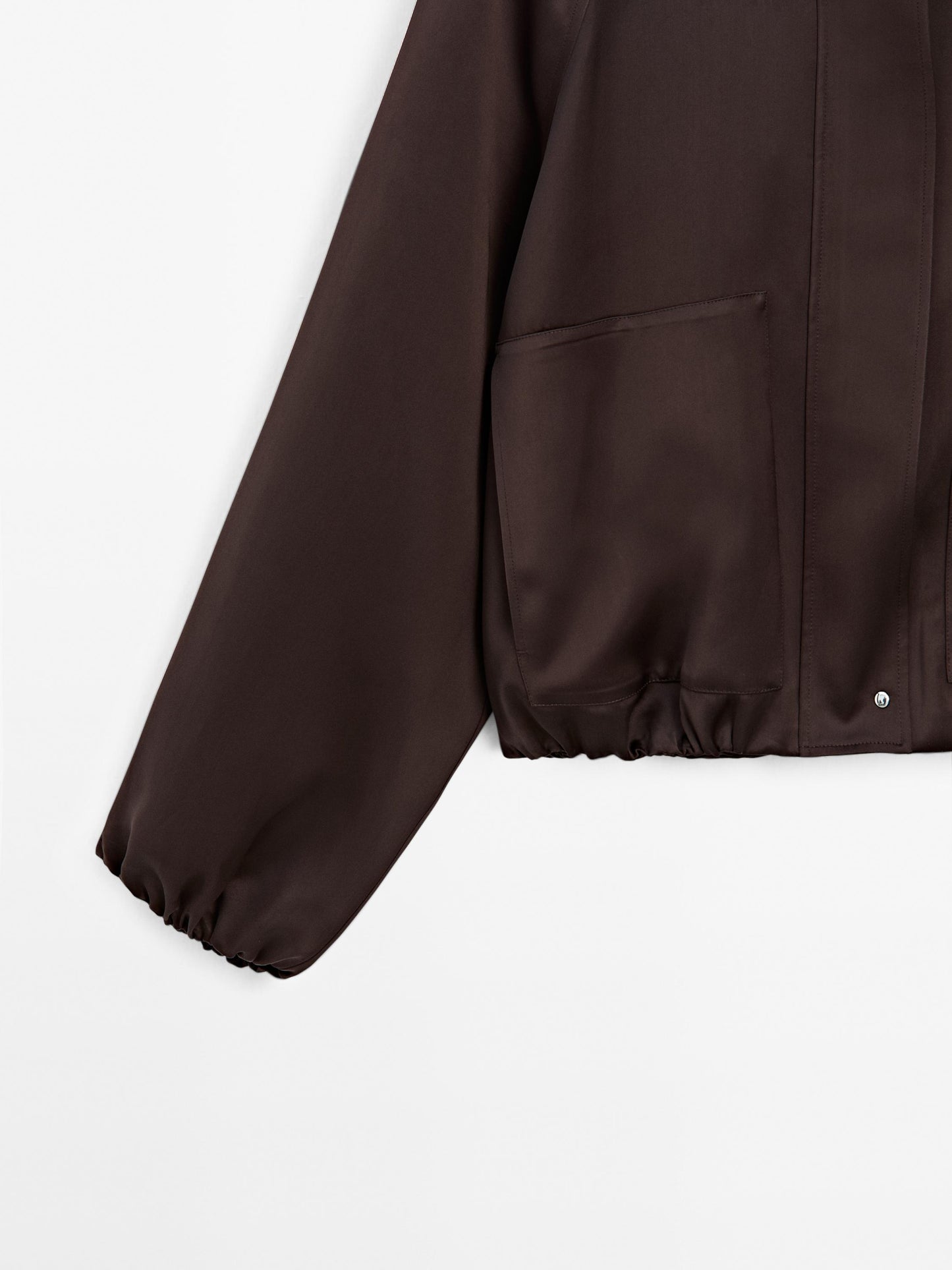 Gathered satin bomber jacket