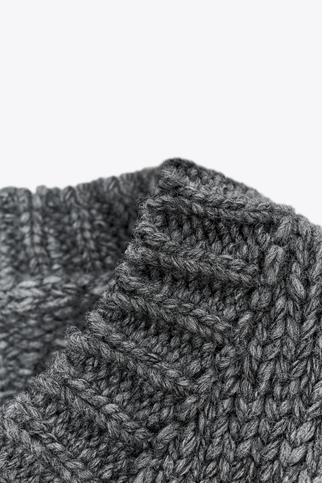 Cropped Knit V-Neck Sweater