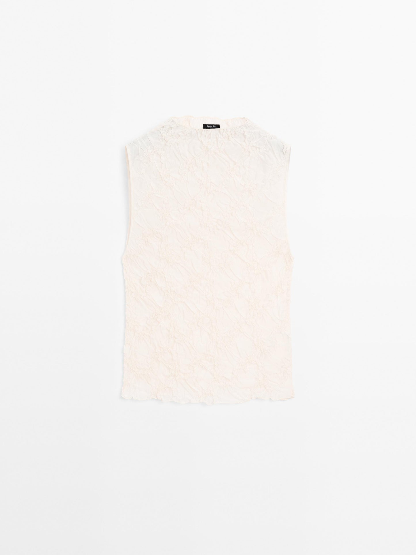 Creased-effect funnel neck top