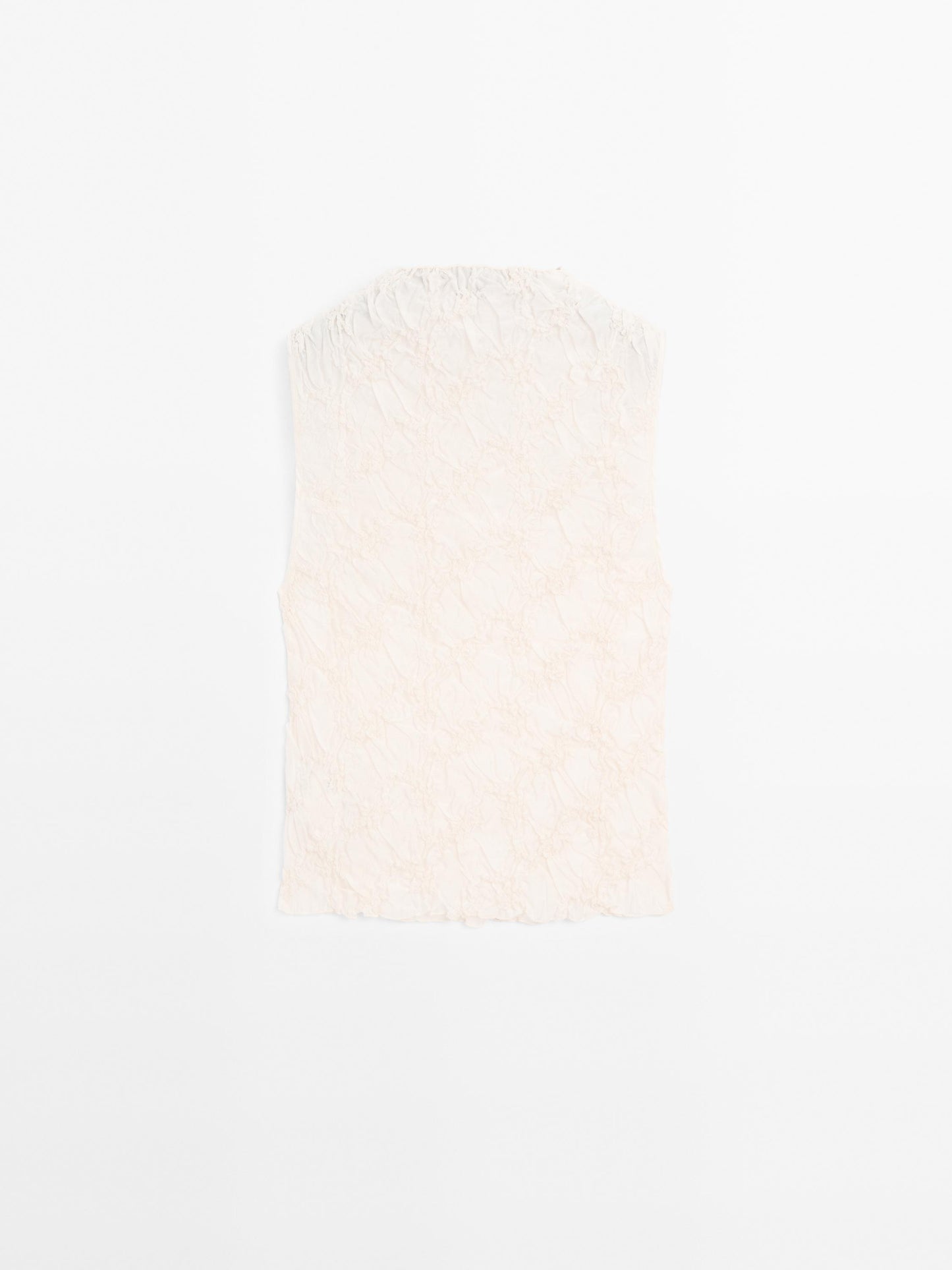 Creased-effect funnel neck top