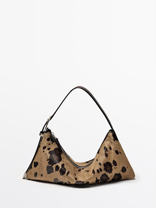 Animal print hair-on leather bag