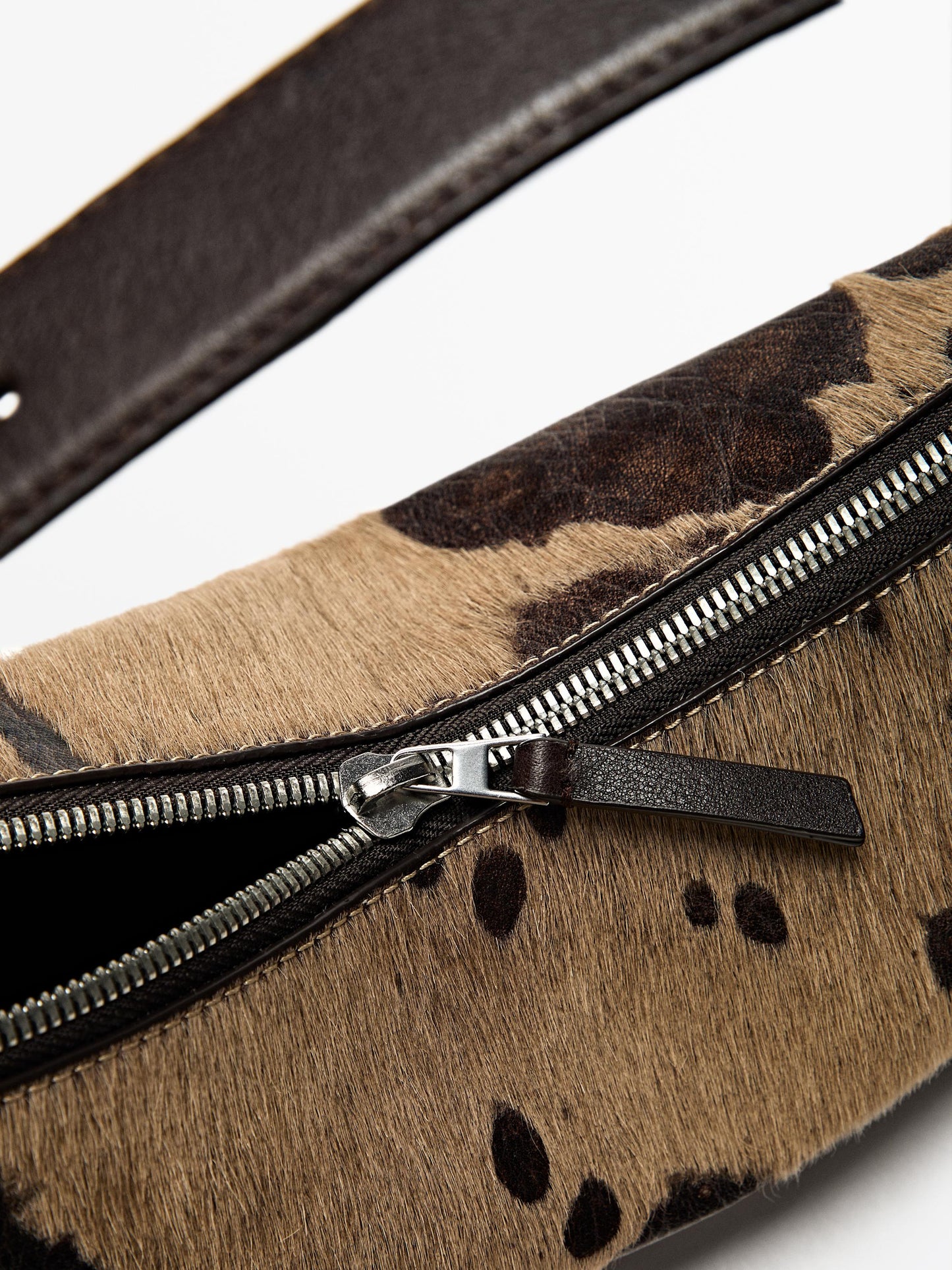 Animal print hair-on leather bag