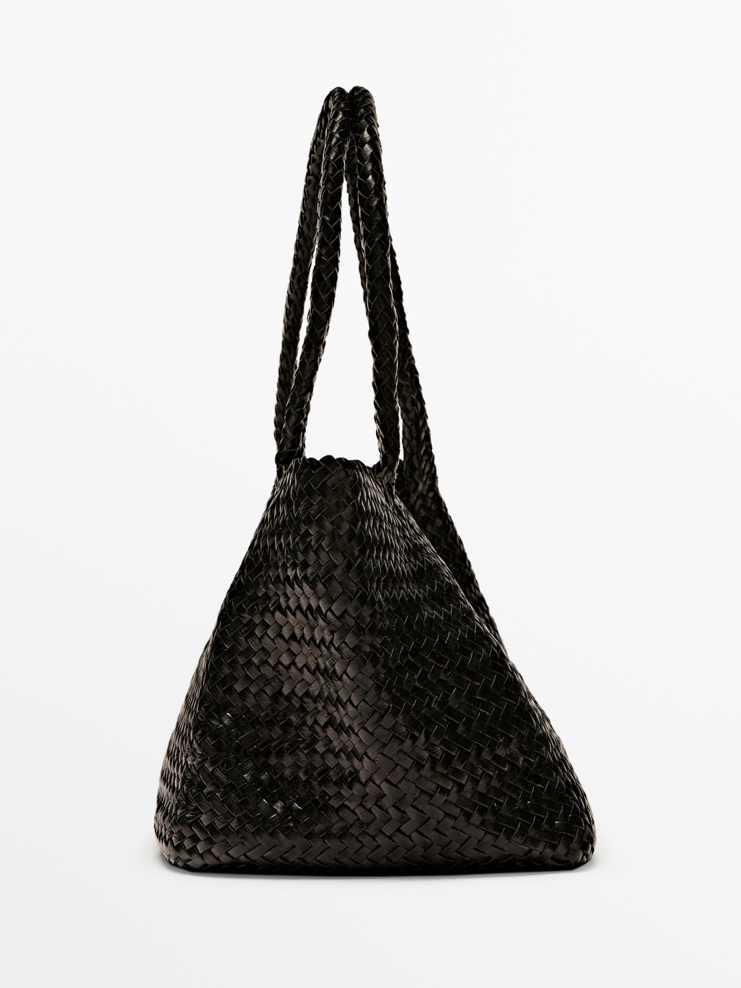 Braided nappa leather medium tote bag