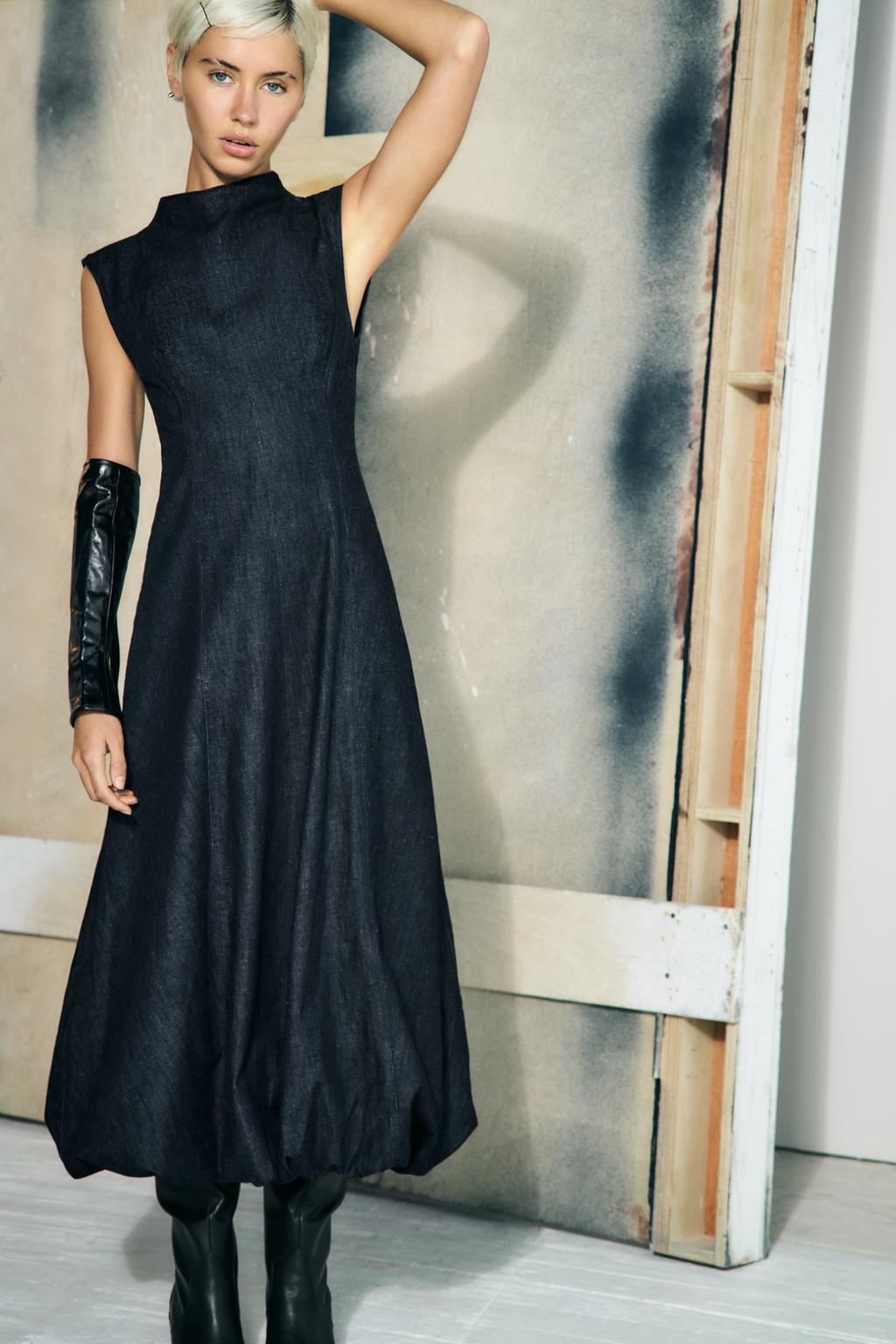 Denim balloon dress