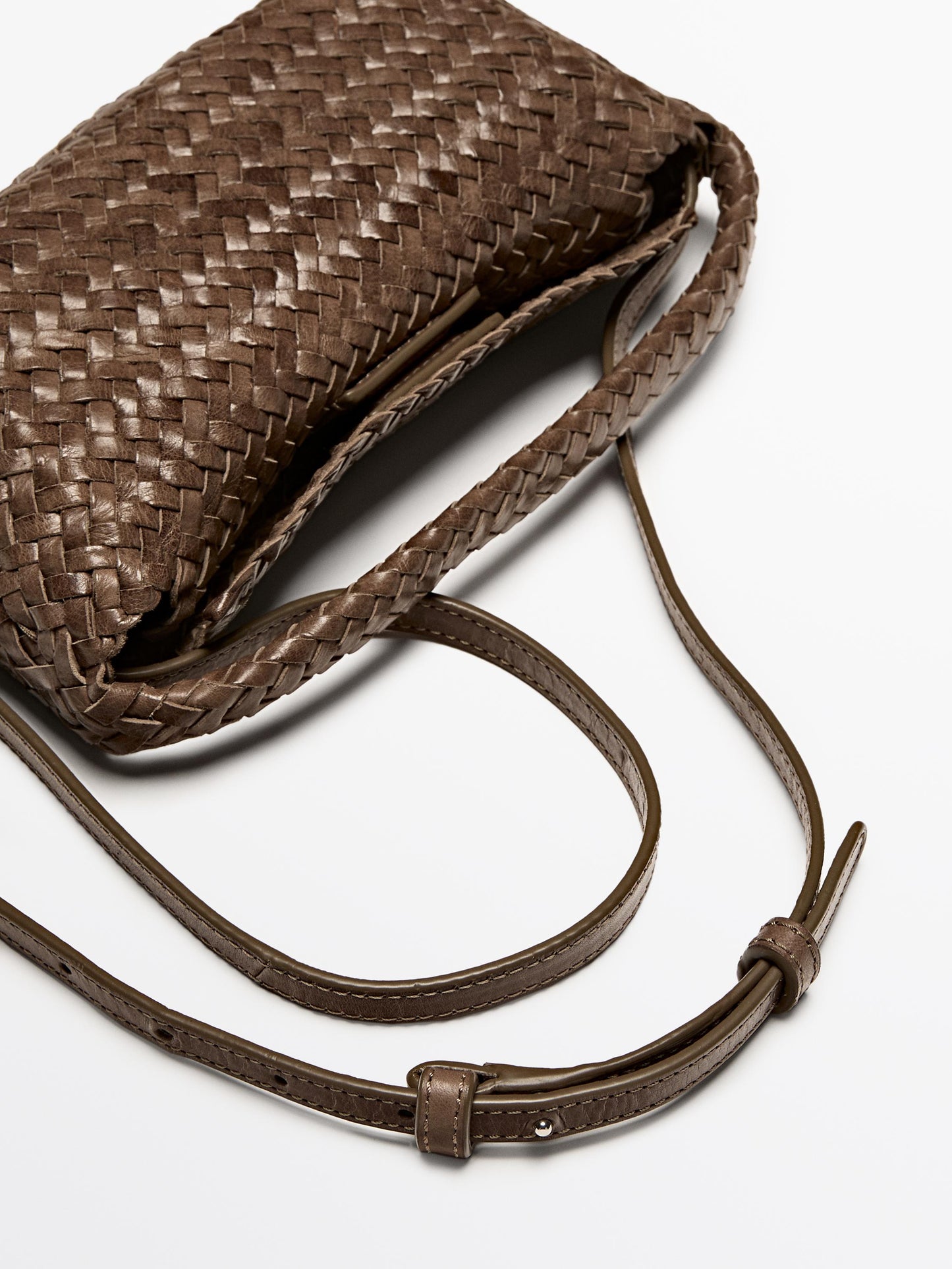 Braided nappa leather crossbody bag