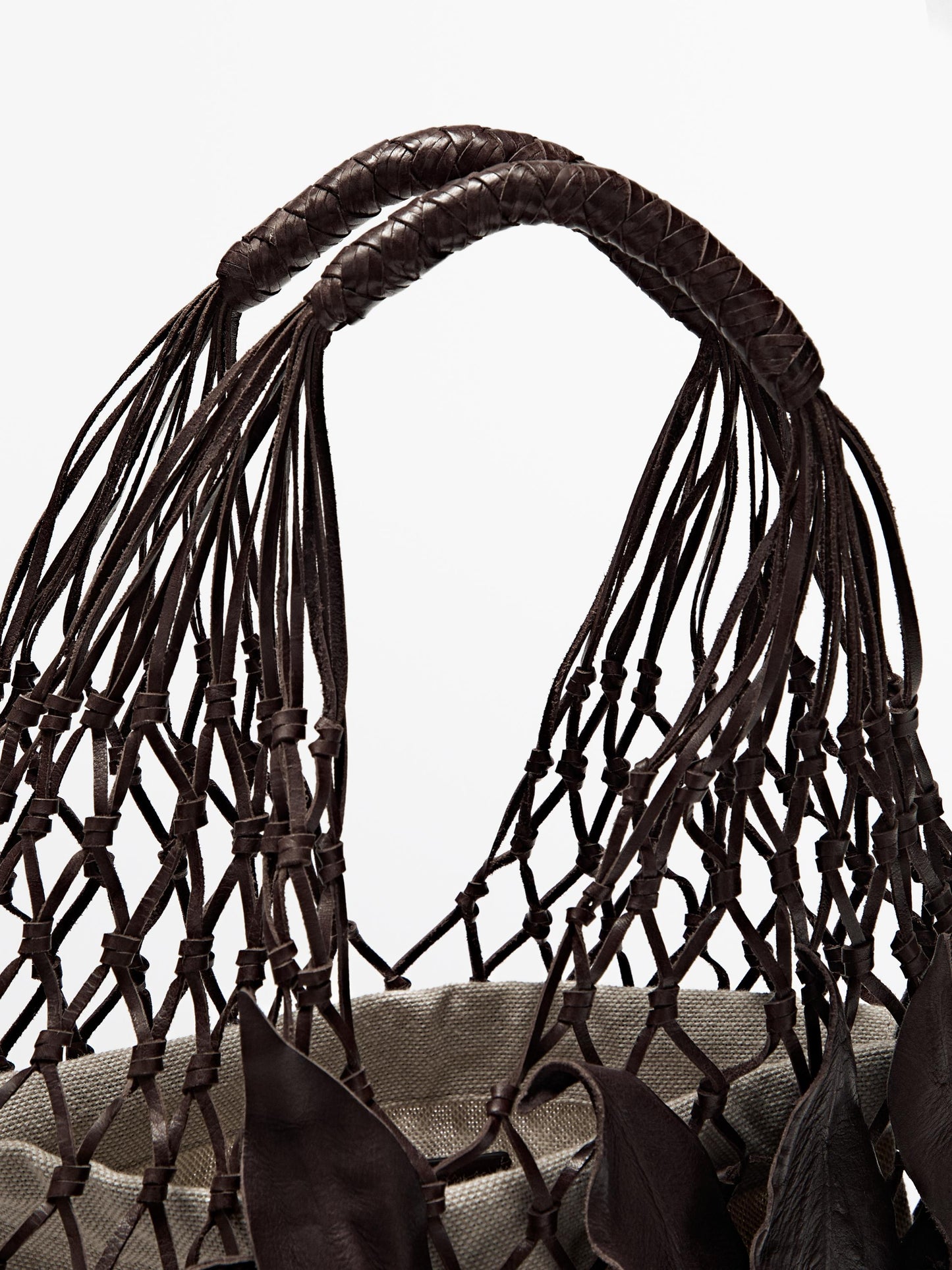 Nappa leather floral mesh bag
