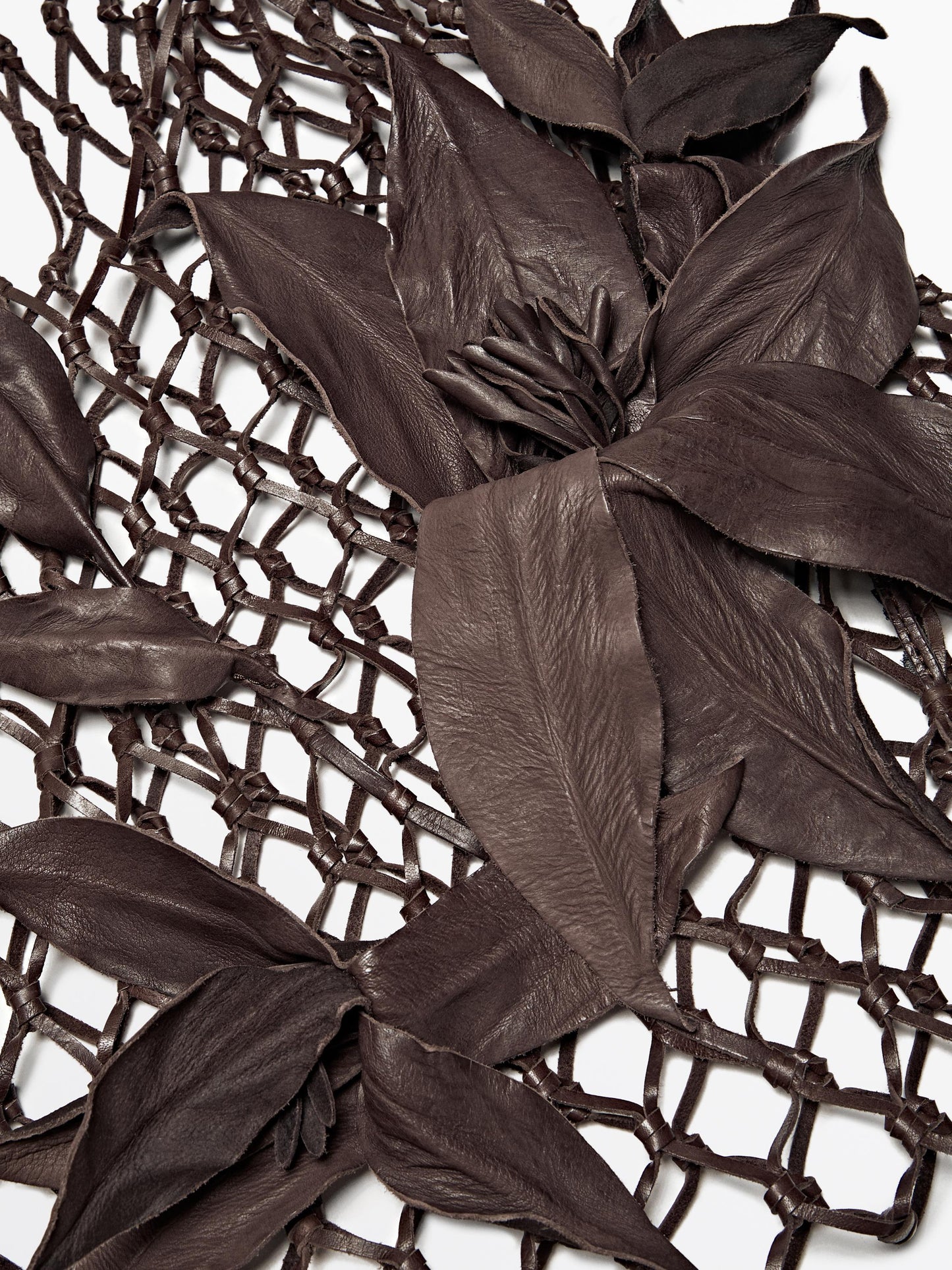 Nappa leather floral mesh bag