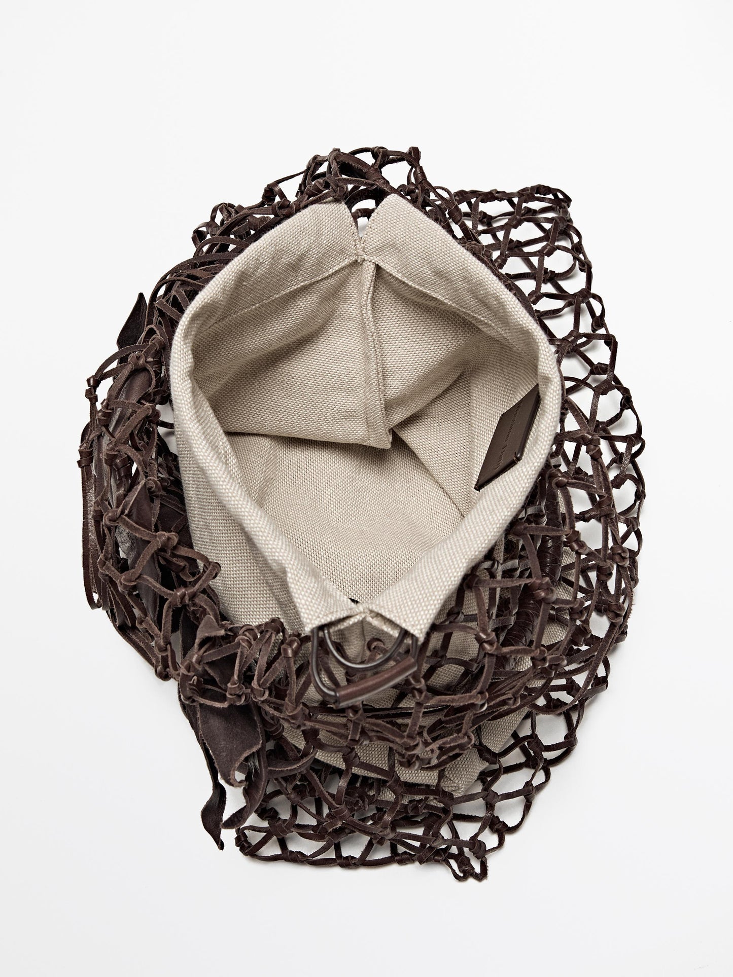 Nappa leather floral mesh bag