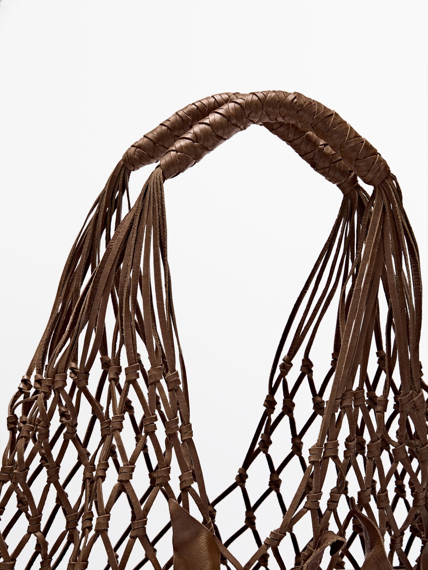 Nappa leather floral mesh bag