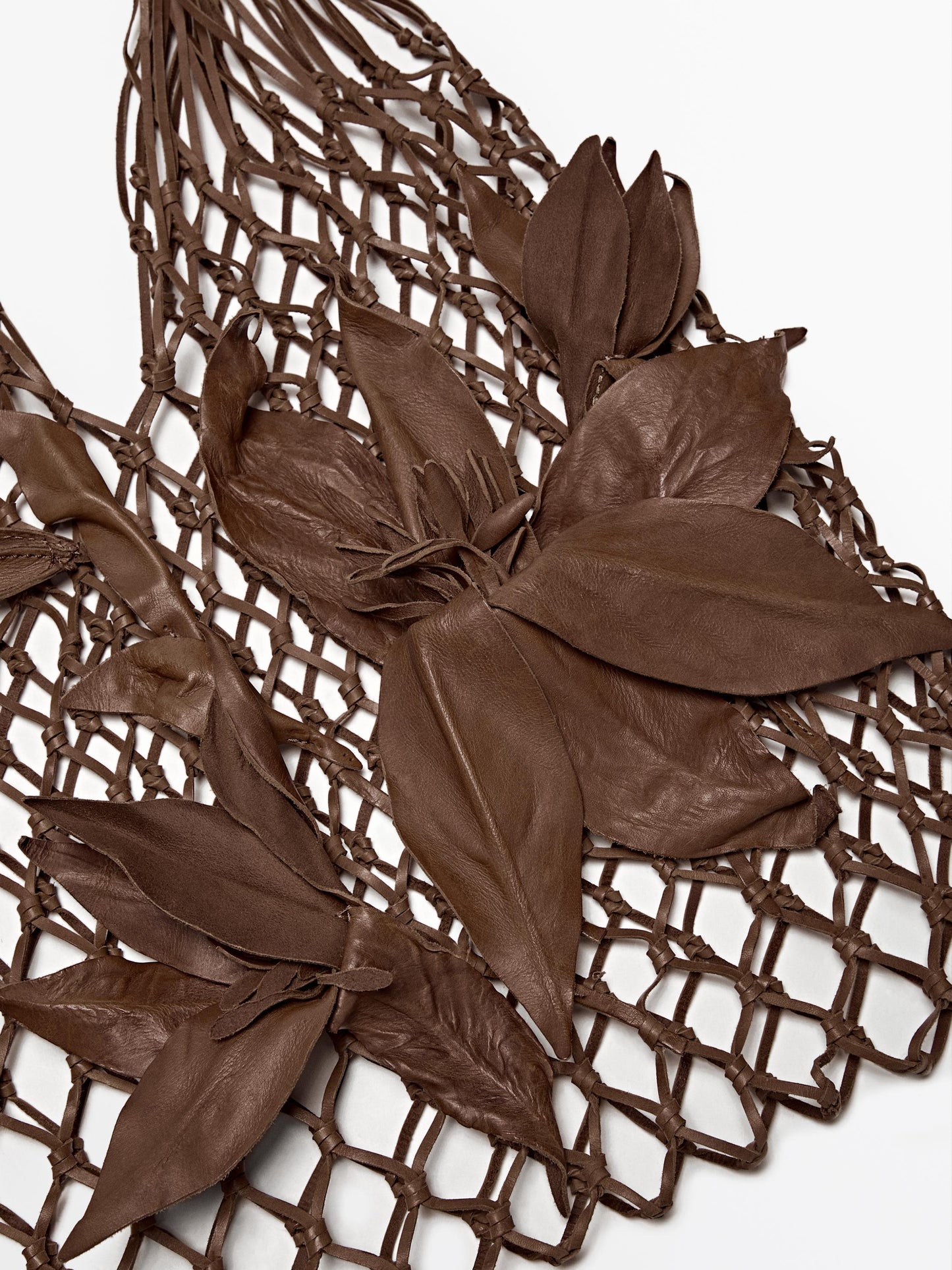 Nappa leather floral mesh bag