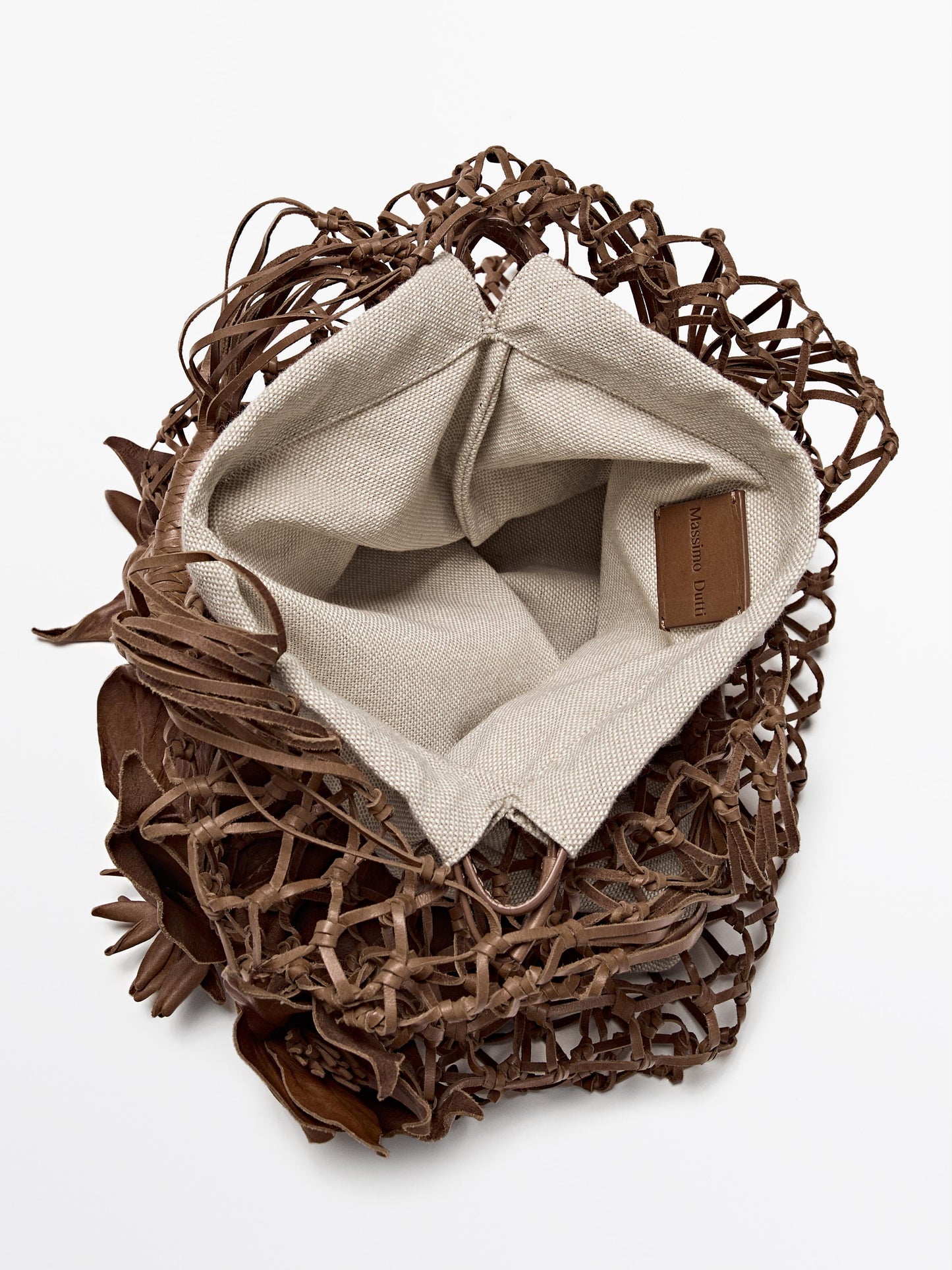 Nappa leather floral mesh bag