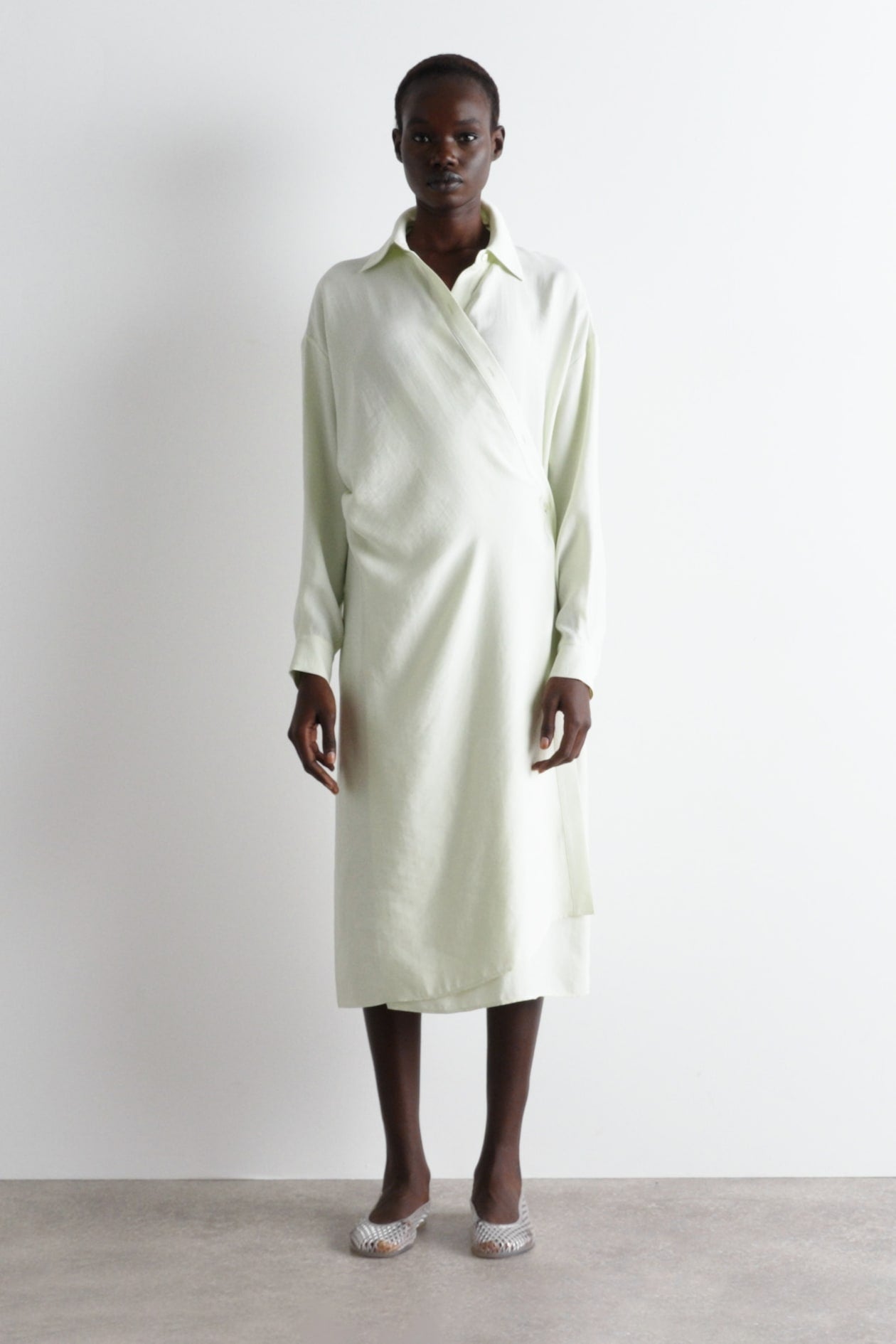Wrap Midi Shirt Dress