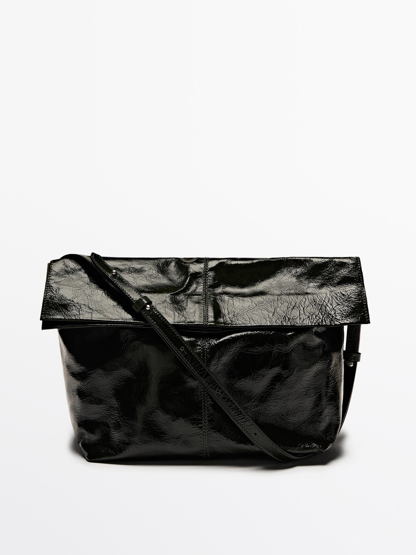 Crackled nappa leather maxi bag