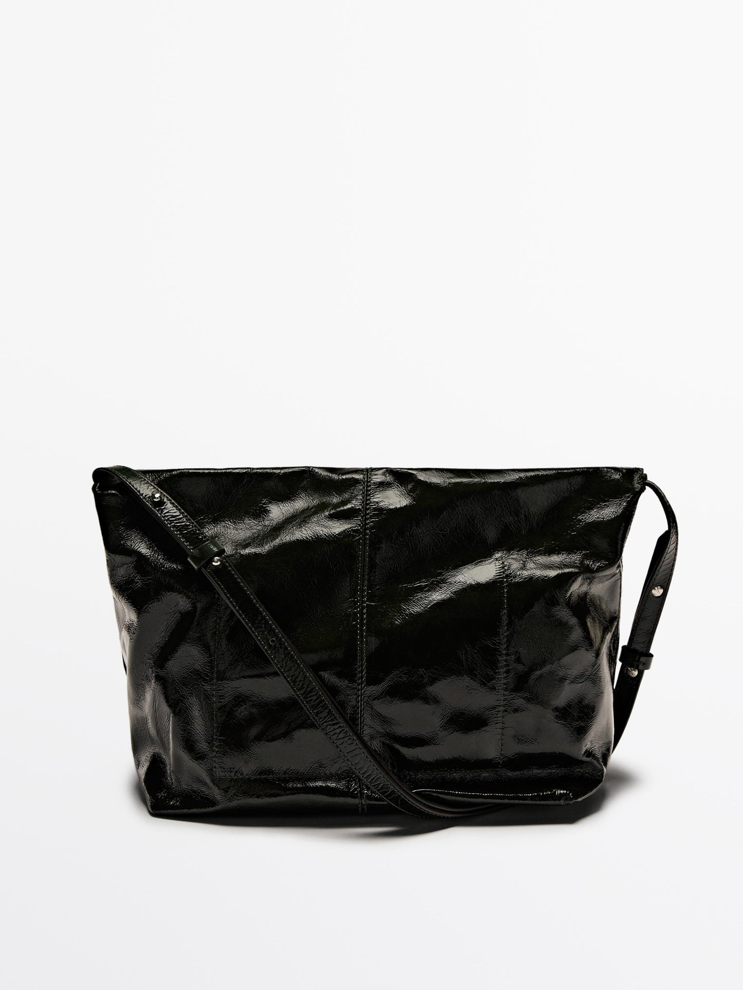 Crackled nappa leather maxi bag