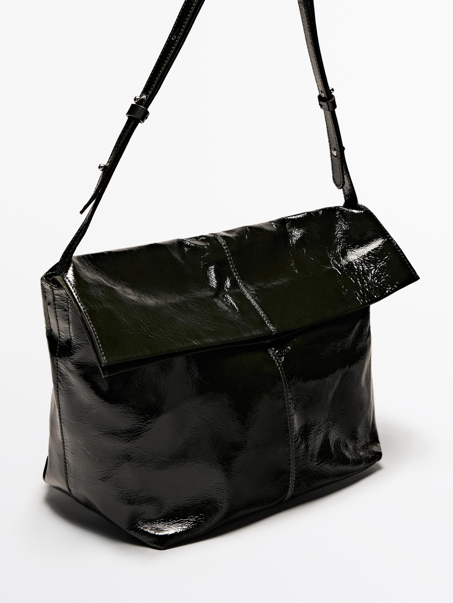 Crackled nappa leather maxi bag