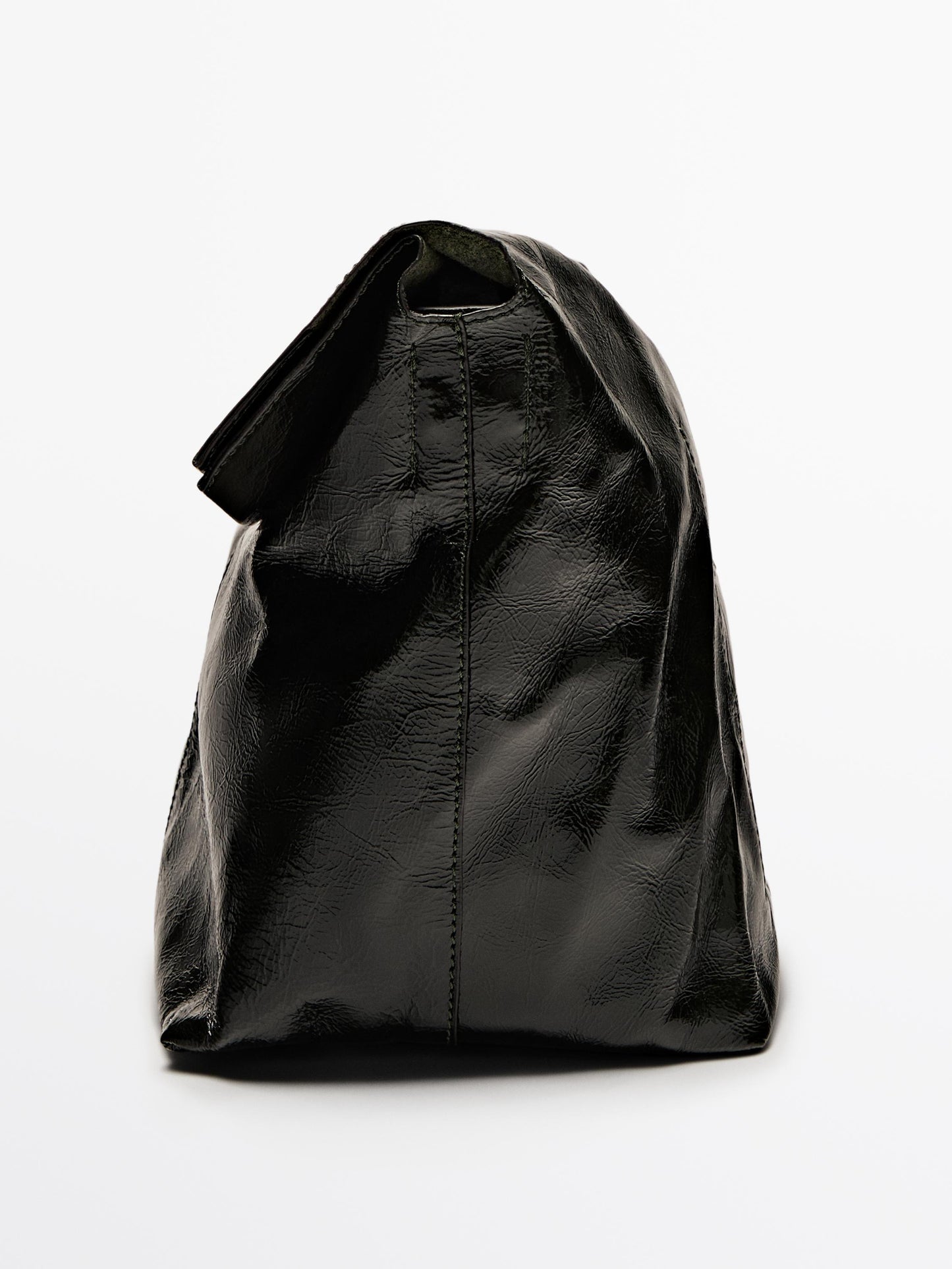 Crackled nappa leather maxi bag