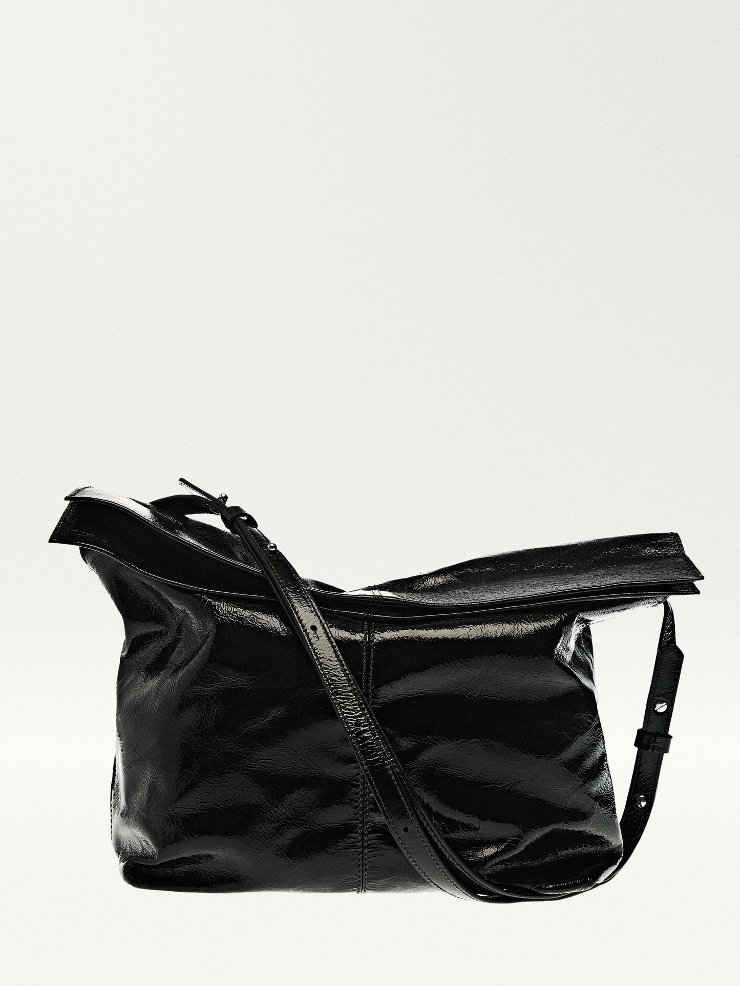 Crackled nappa leather maxi bag