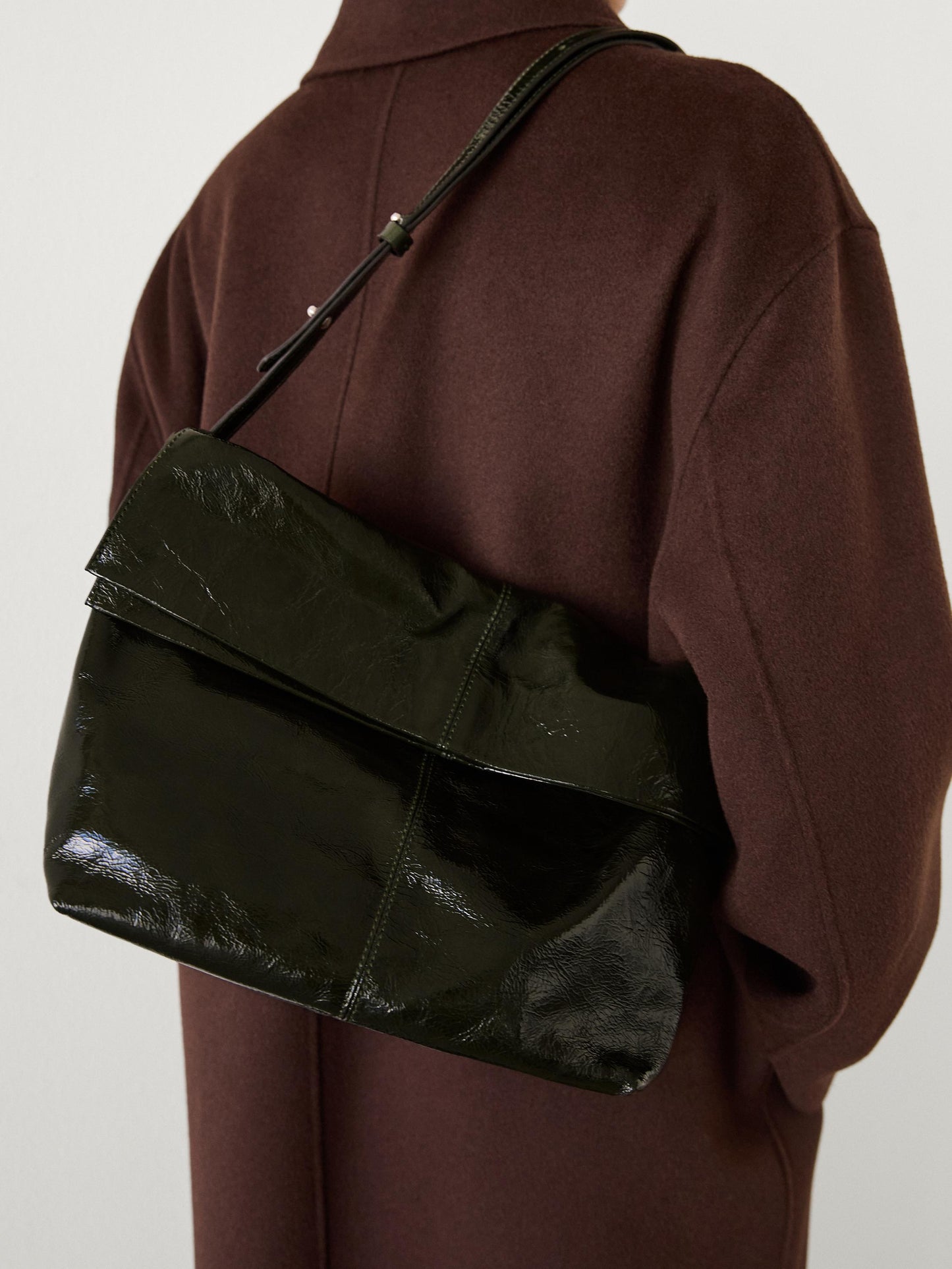 Crackled nappa leather maxi bag