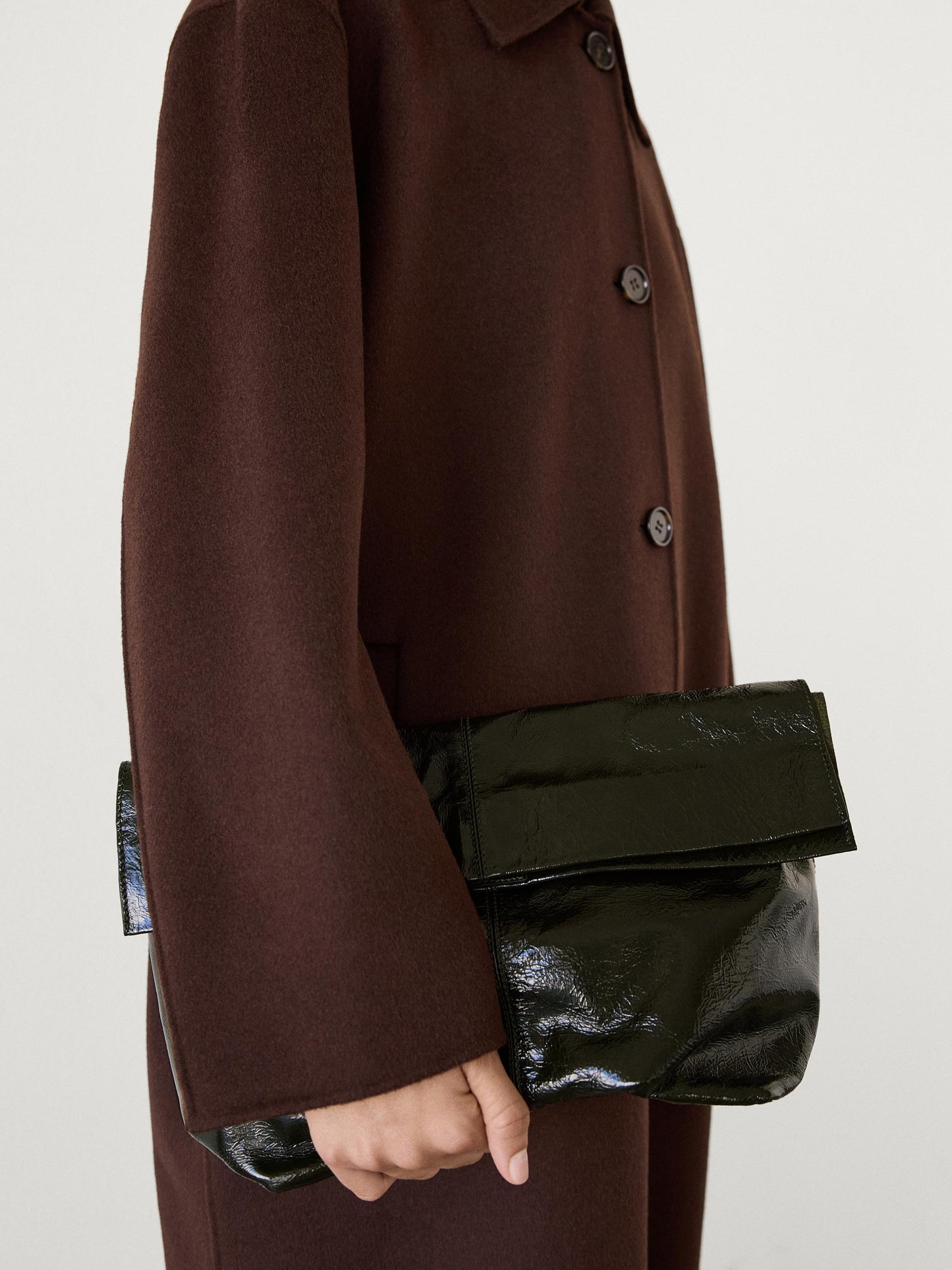 Crackled nappa leather maxi bag