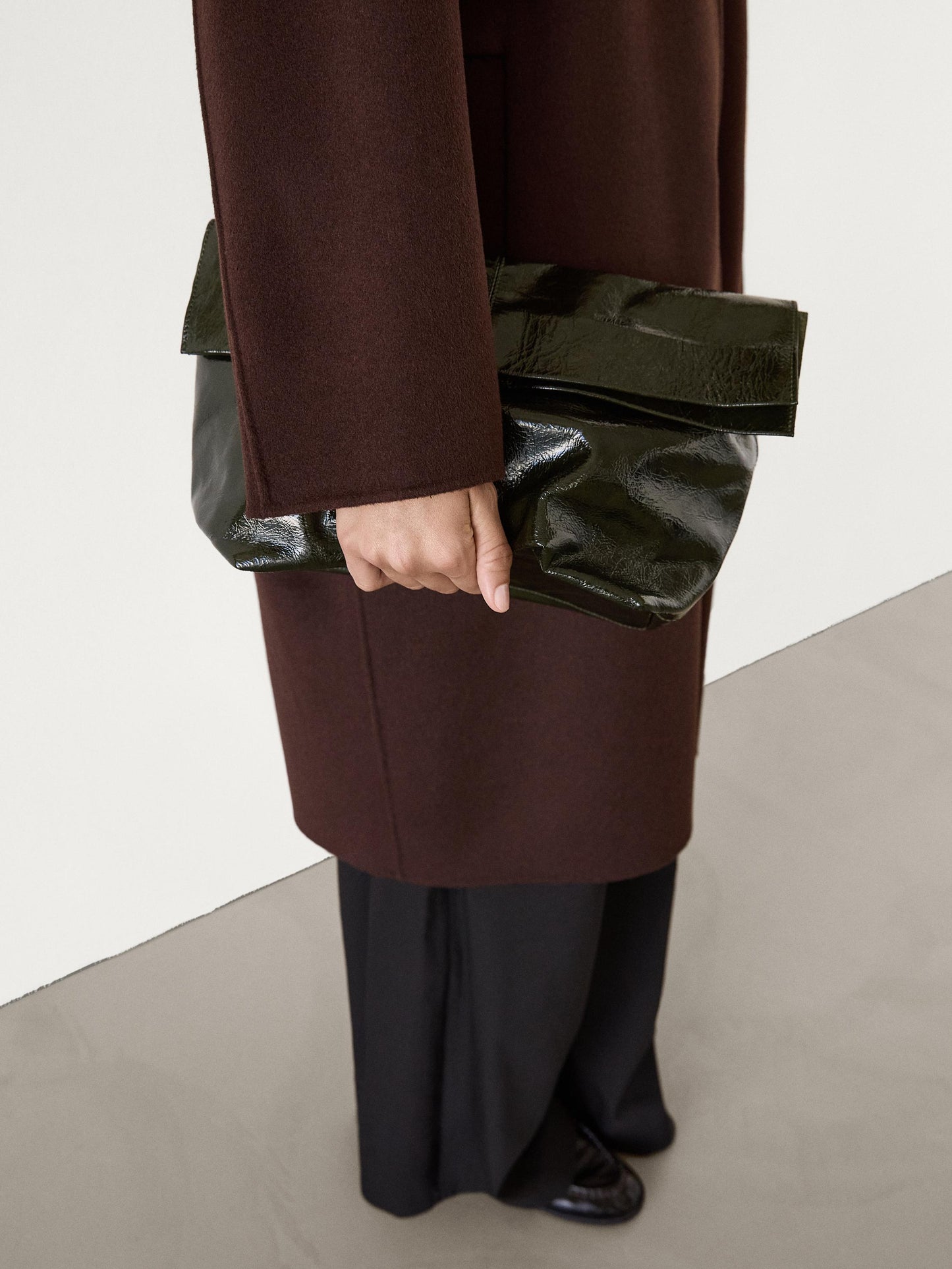 Crackled nappa leather maxi bag