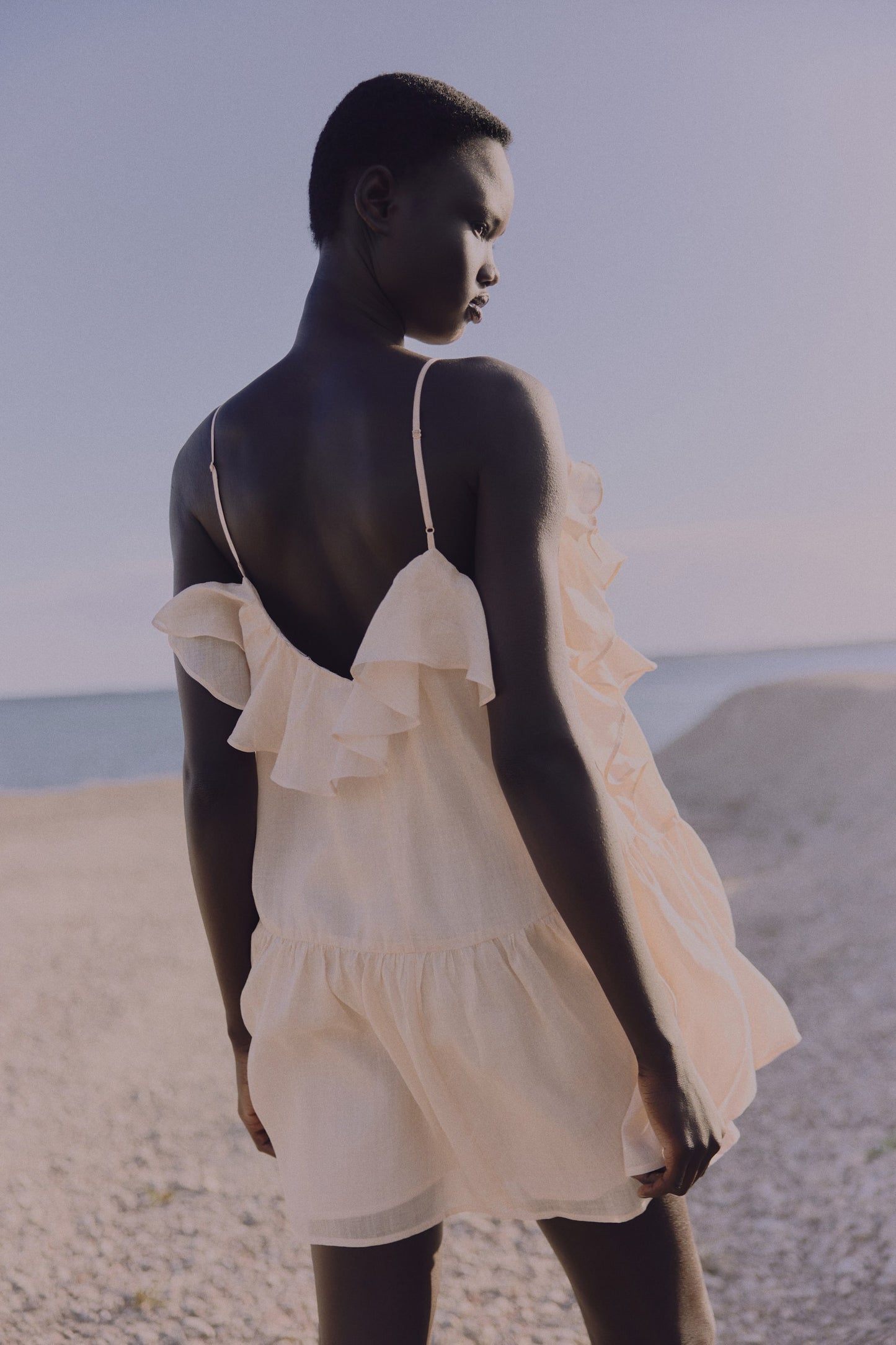 Flounced ramie dress