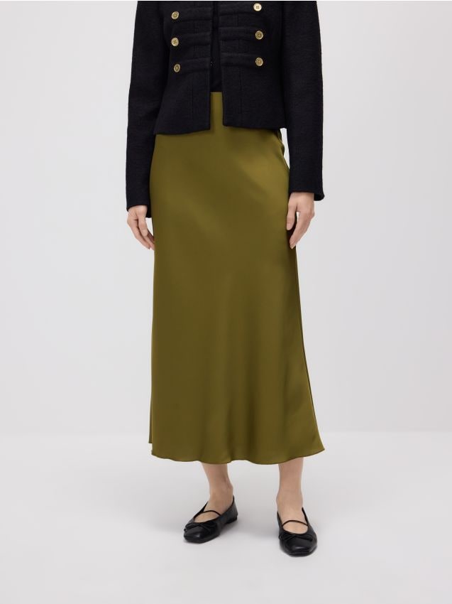 Satin midi skirt