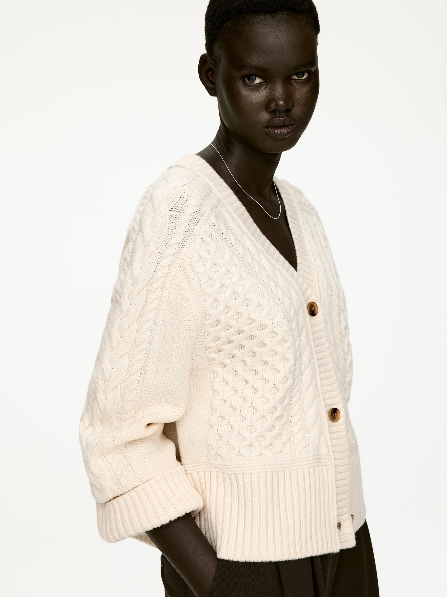 Cable-Knit Wool Cardigan