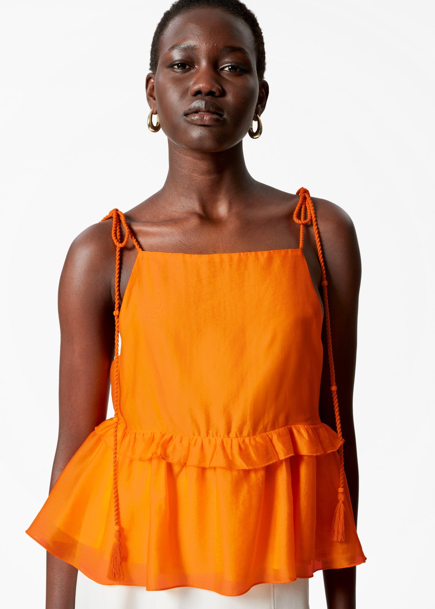 Peplum-Frill Strap Top