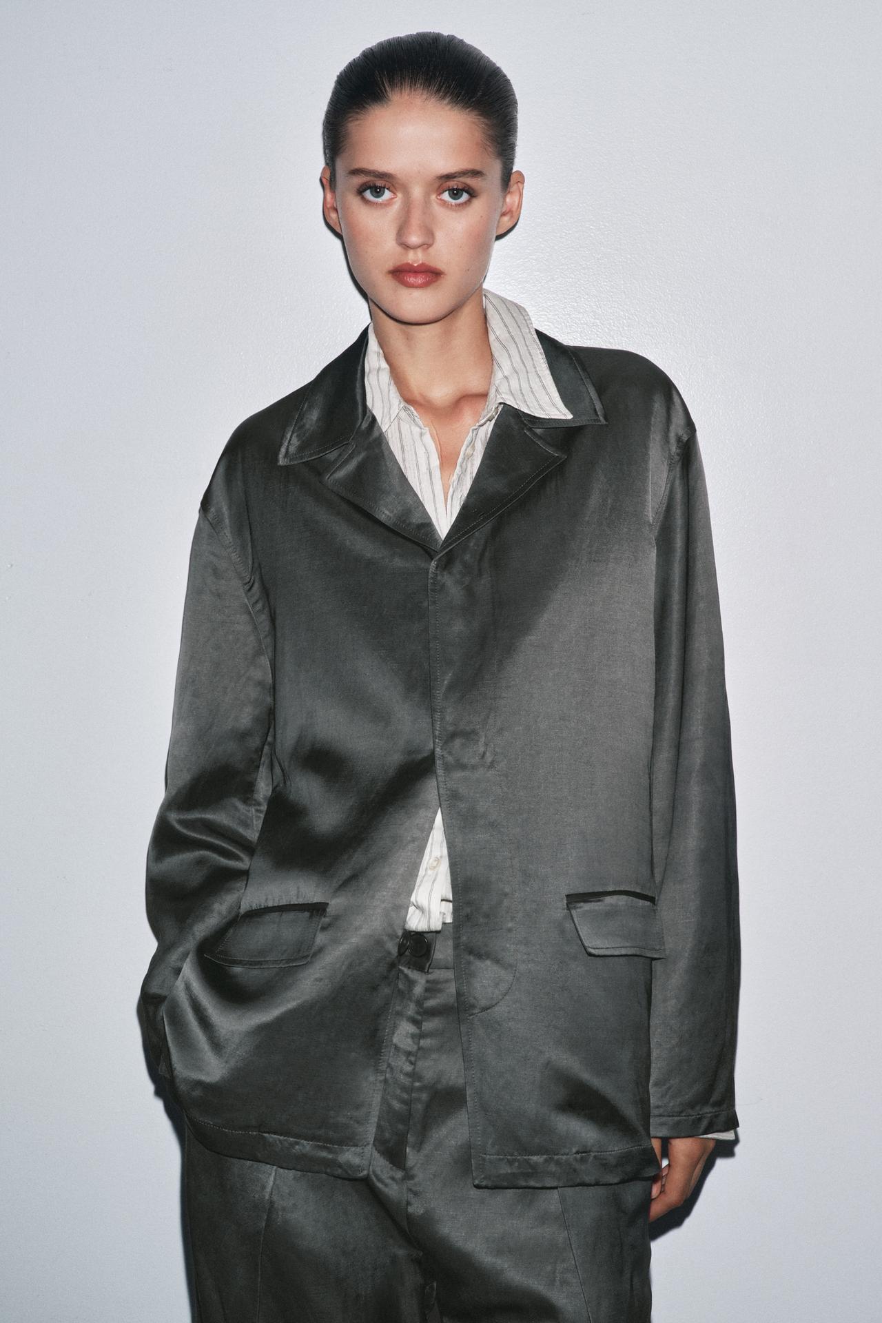 ZW Collection Satin Linen Blend Blazer