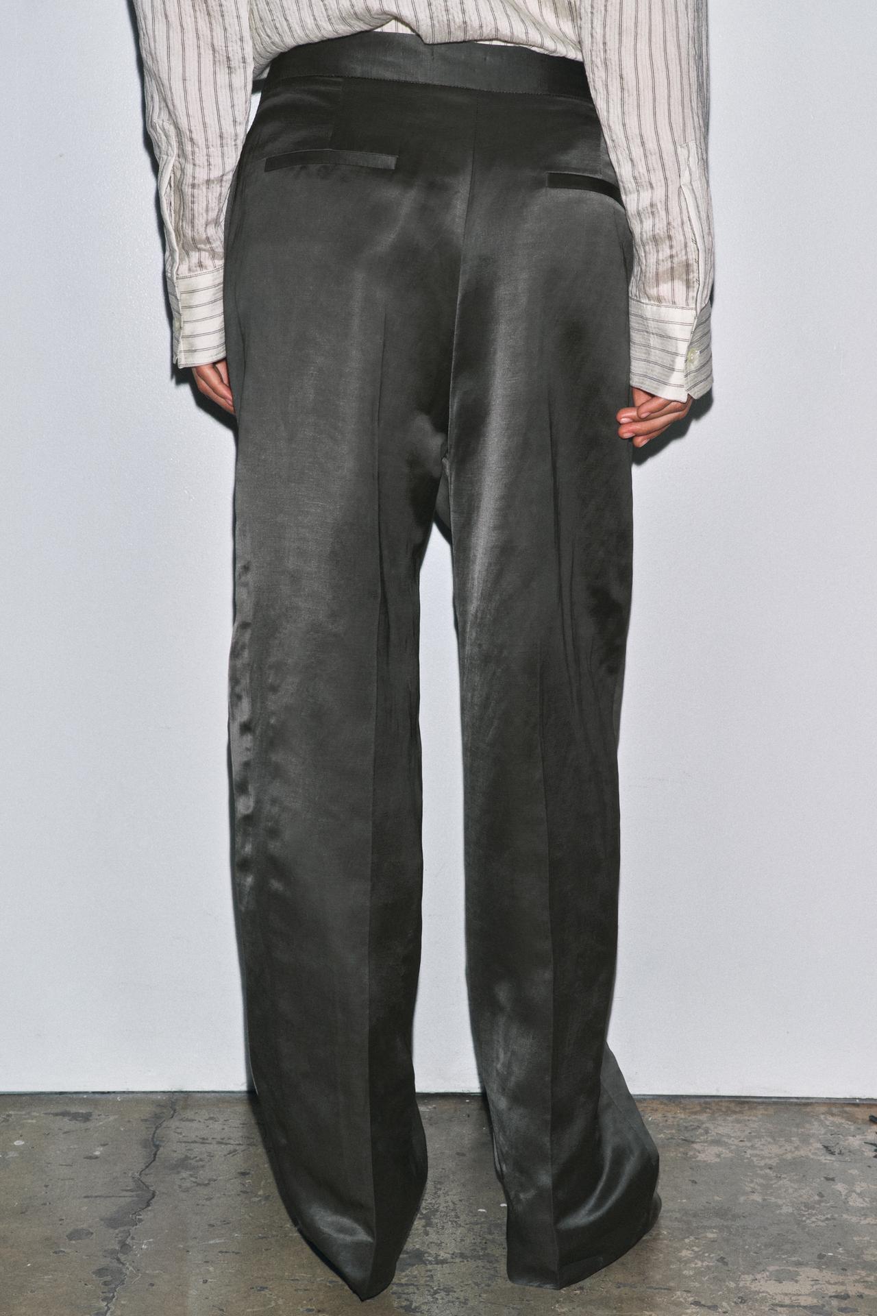 Satin Linen Blend Trousers ZW Collection