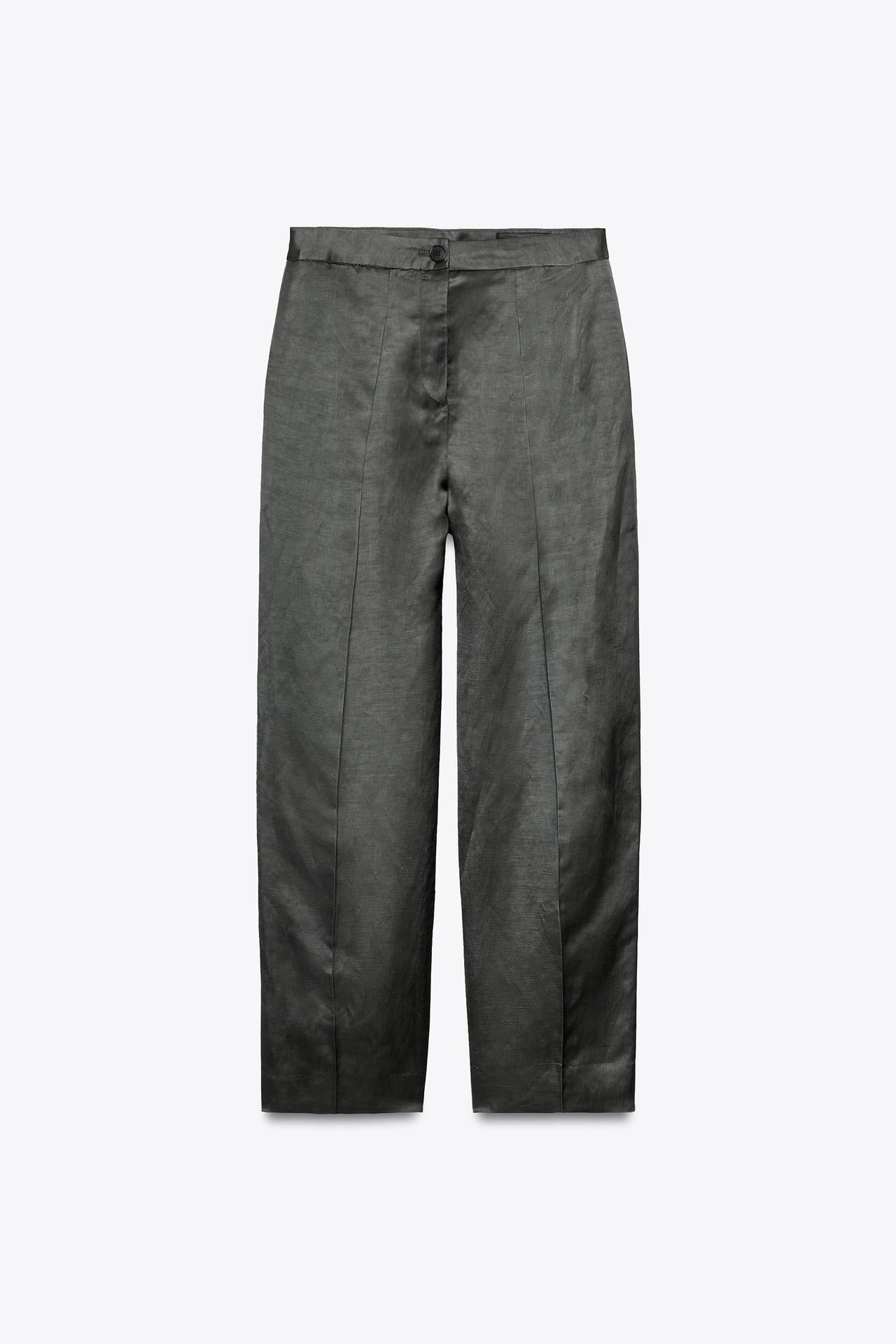 Satin Linen Blend Trousers ZW Collection