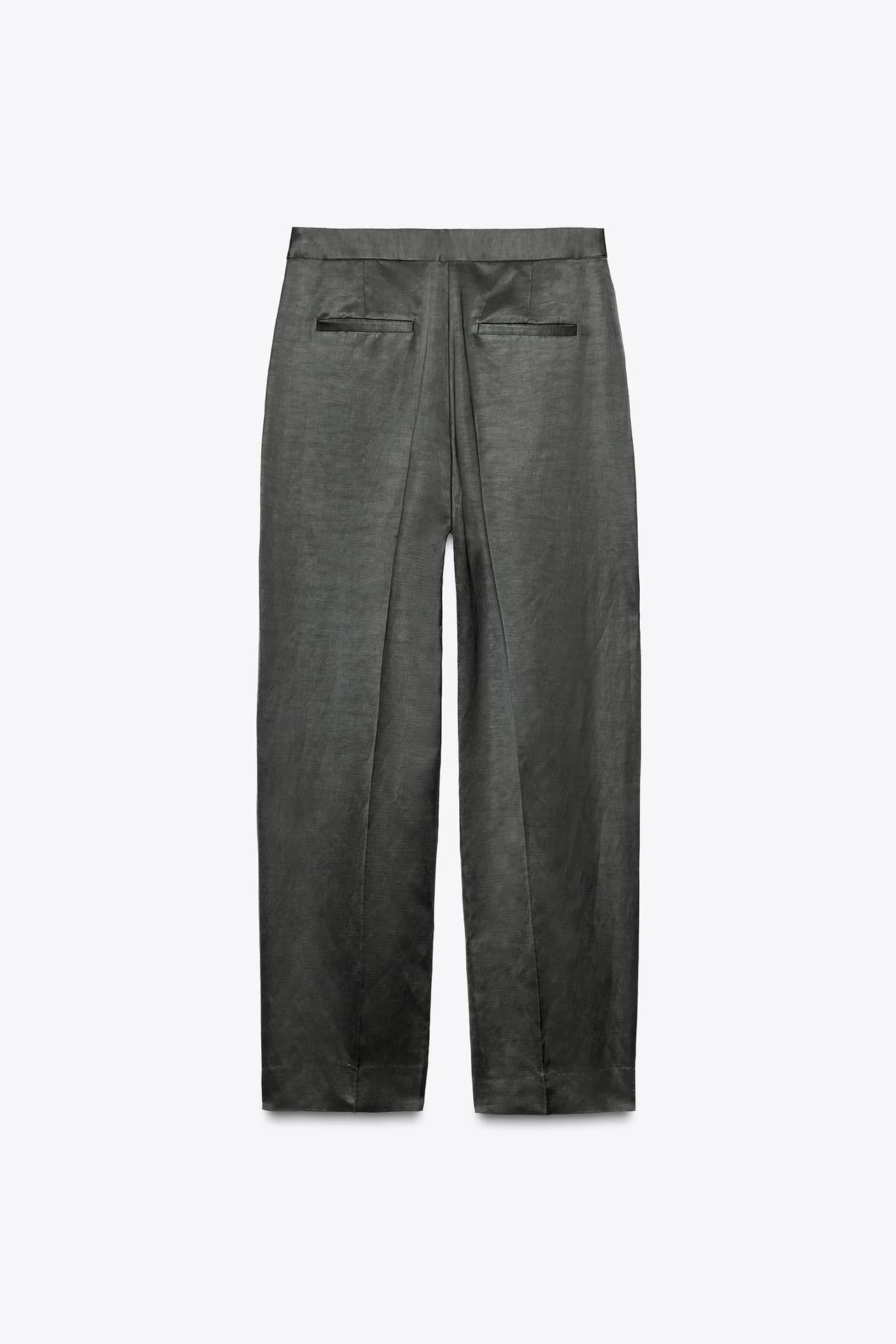 Satin Linen Blend Trousers ZW Collection