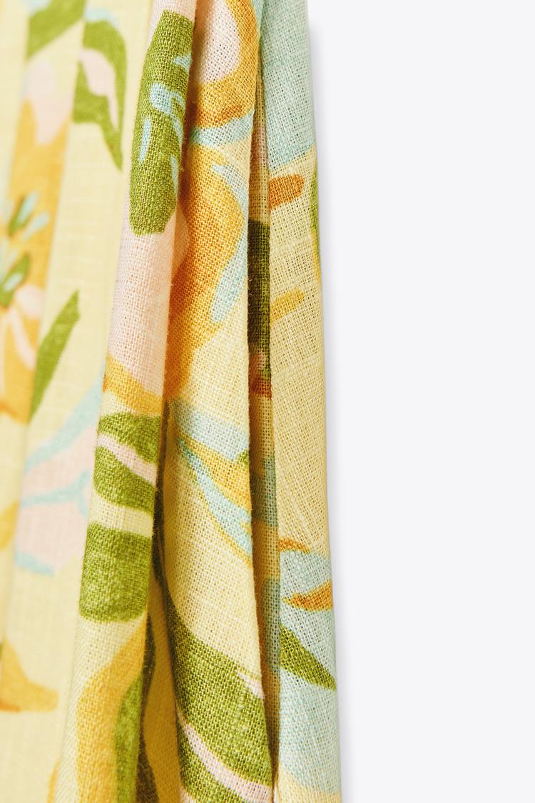 Printed Linen Blend Skirt