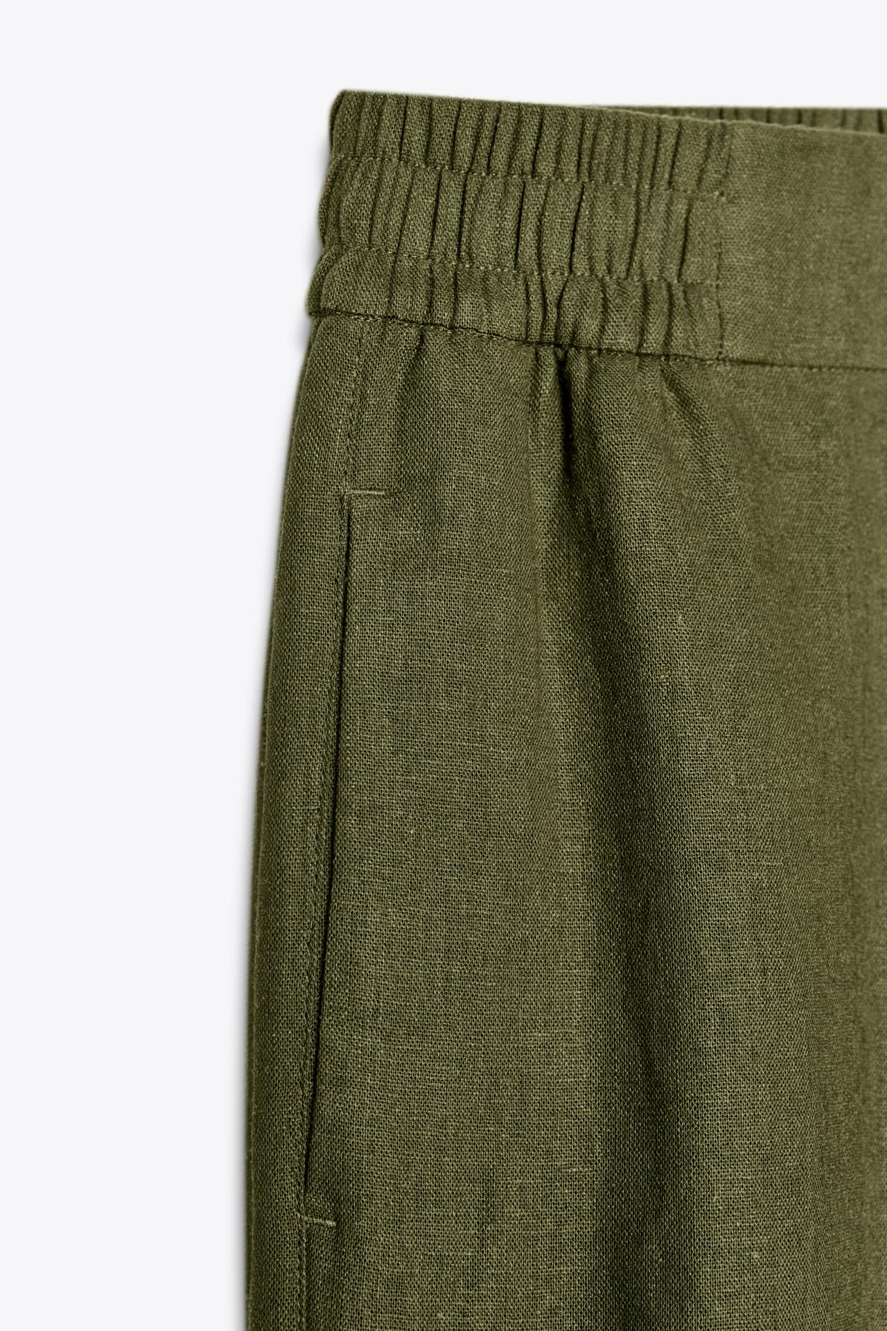 Wide-Leg Linen-Blend Trousers