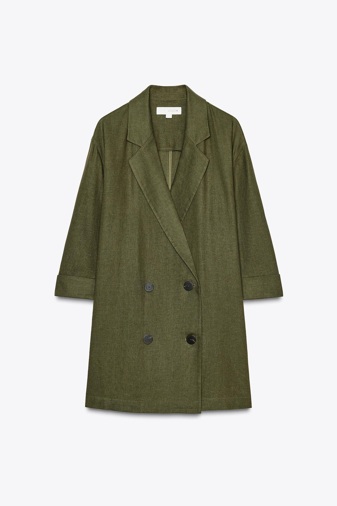 Double-Breasted Linen Blend Blazer