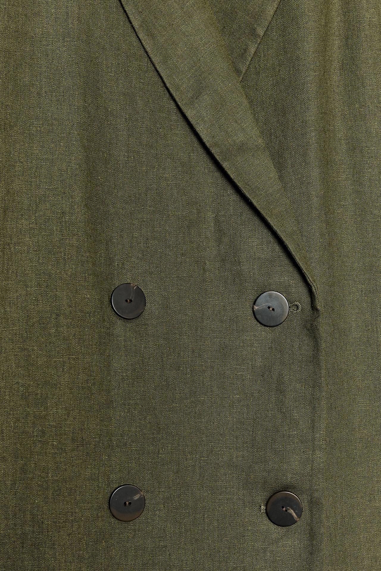 Double-Breasted Linen Blend Blazer