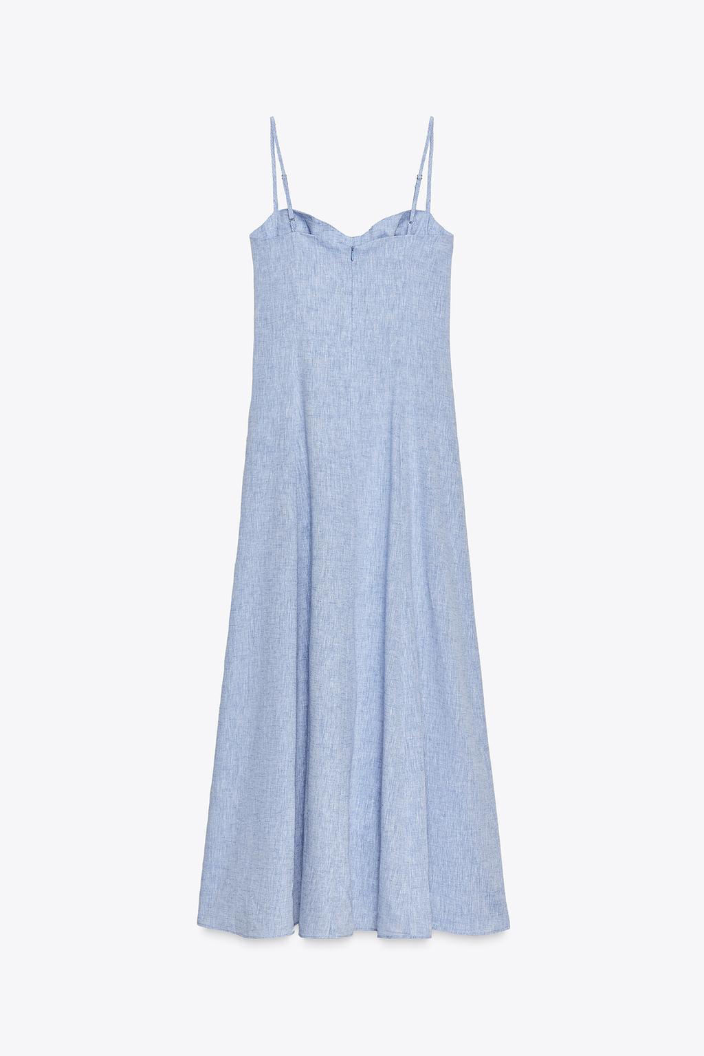Midi Corsetry Dress with Linen Blend