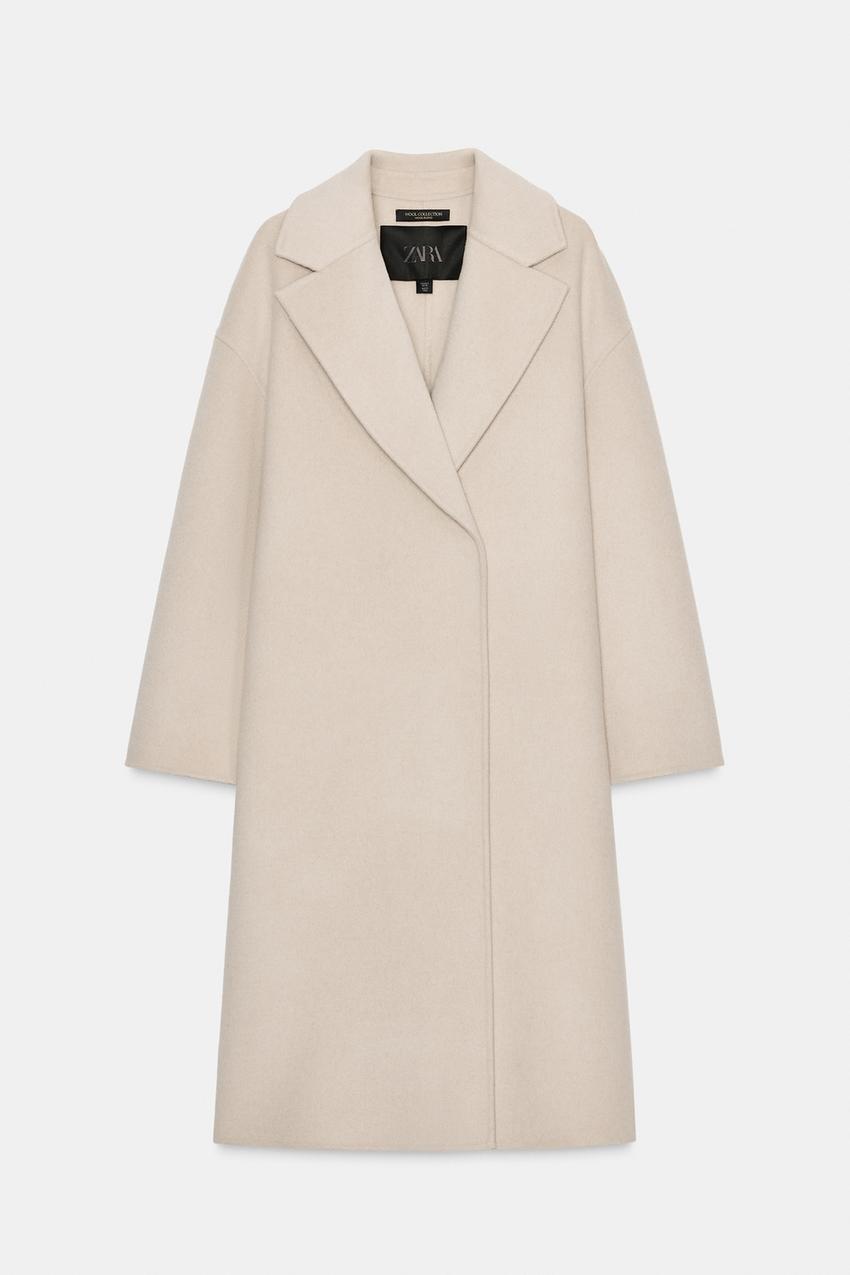 Oversized Wool Blend Coat With Scarf Zw Collection