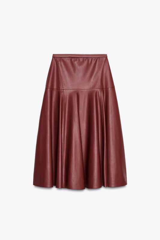 ZW COLLECTION Leather Effect Midi Skirt